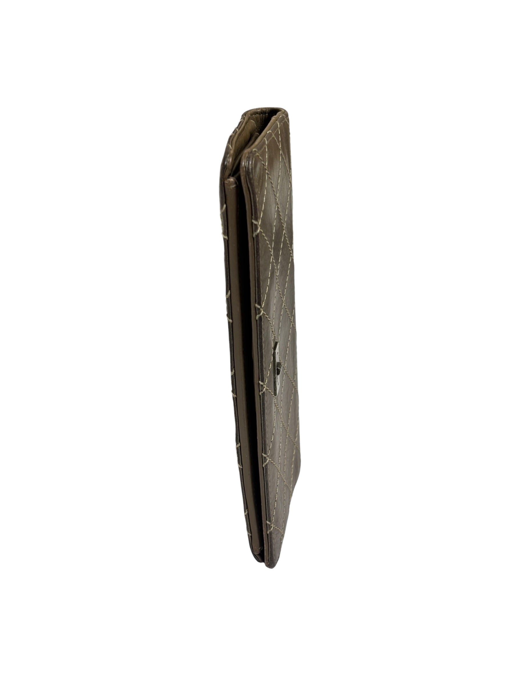 Chanel Metallic Bronze Quilted Leather Bi-Fold Long Wallet
