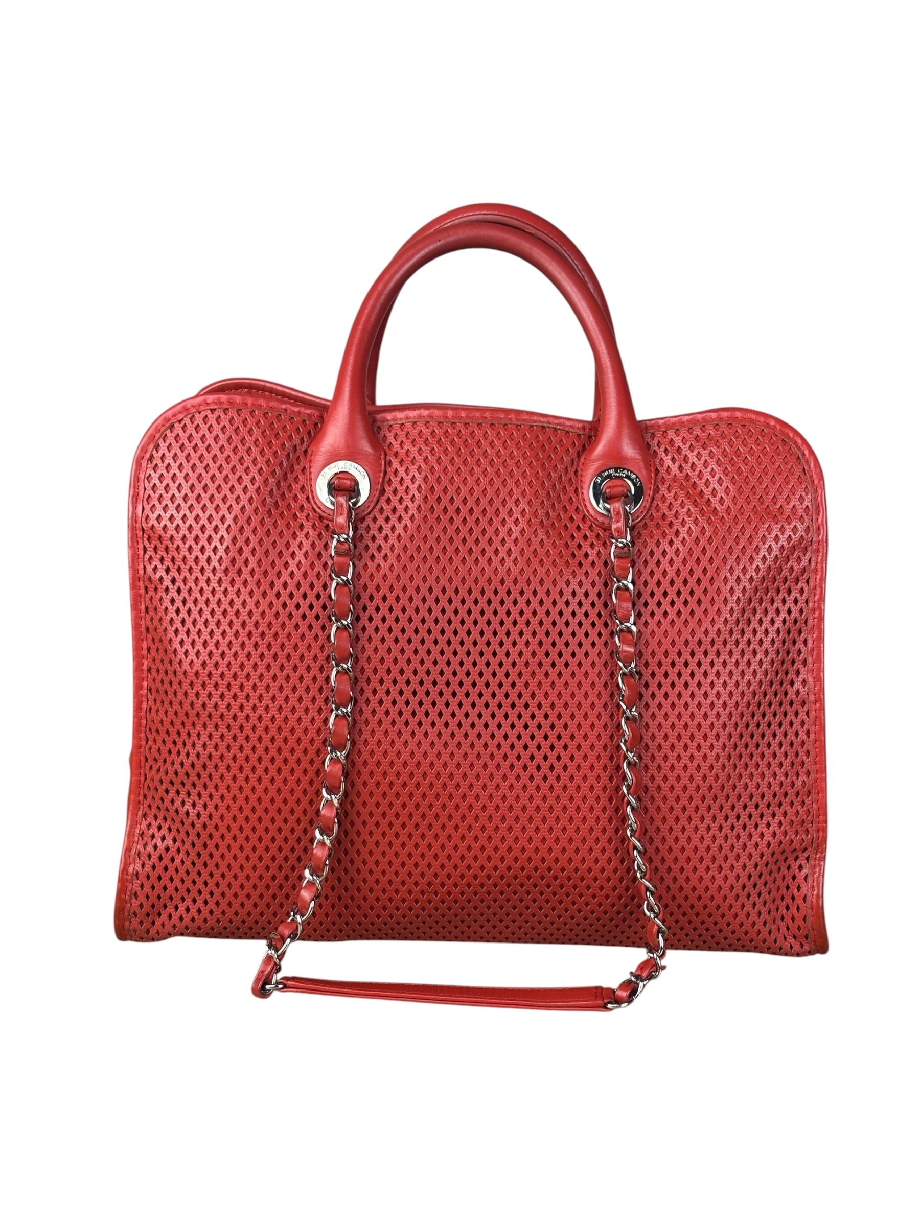 Chanel Red Perforated Leather Up in the Air 2Way Tote 2014