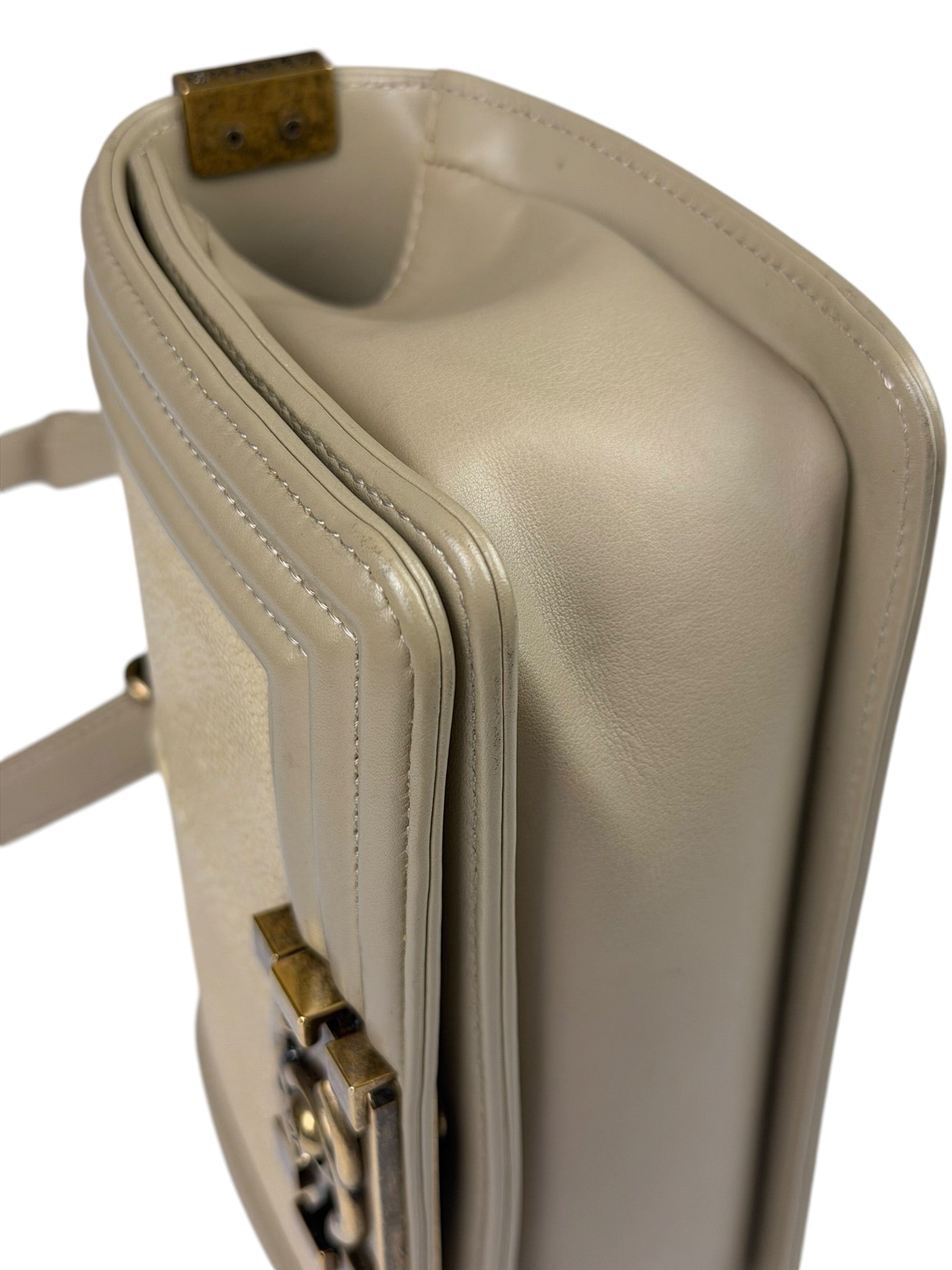 Chanel Beige Leather Boy Stingray Flap Bag 2013