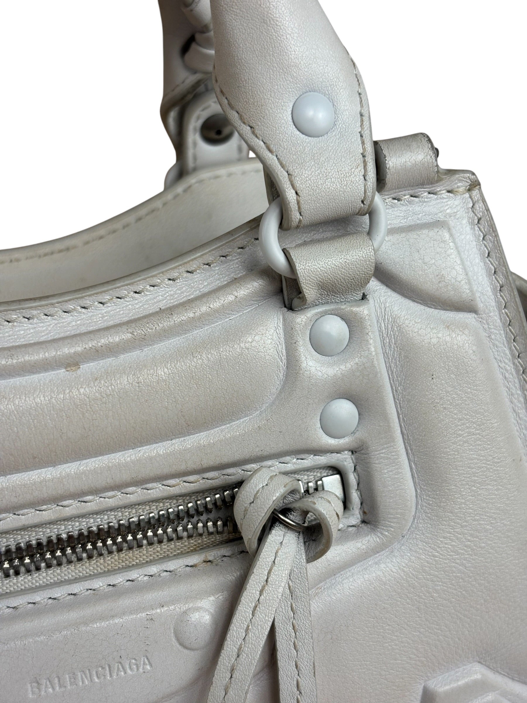 Balenciaga White Leather Neo Classic Le City Two-Way Bag