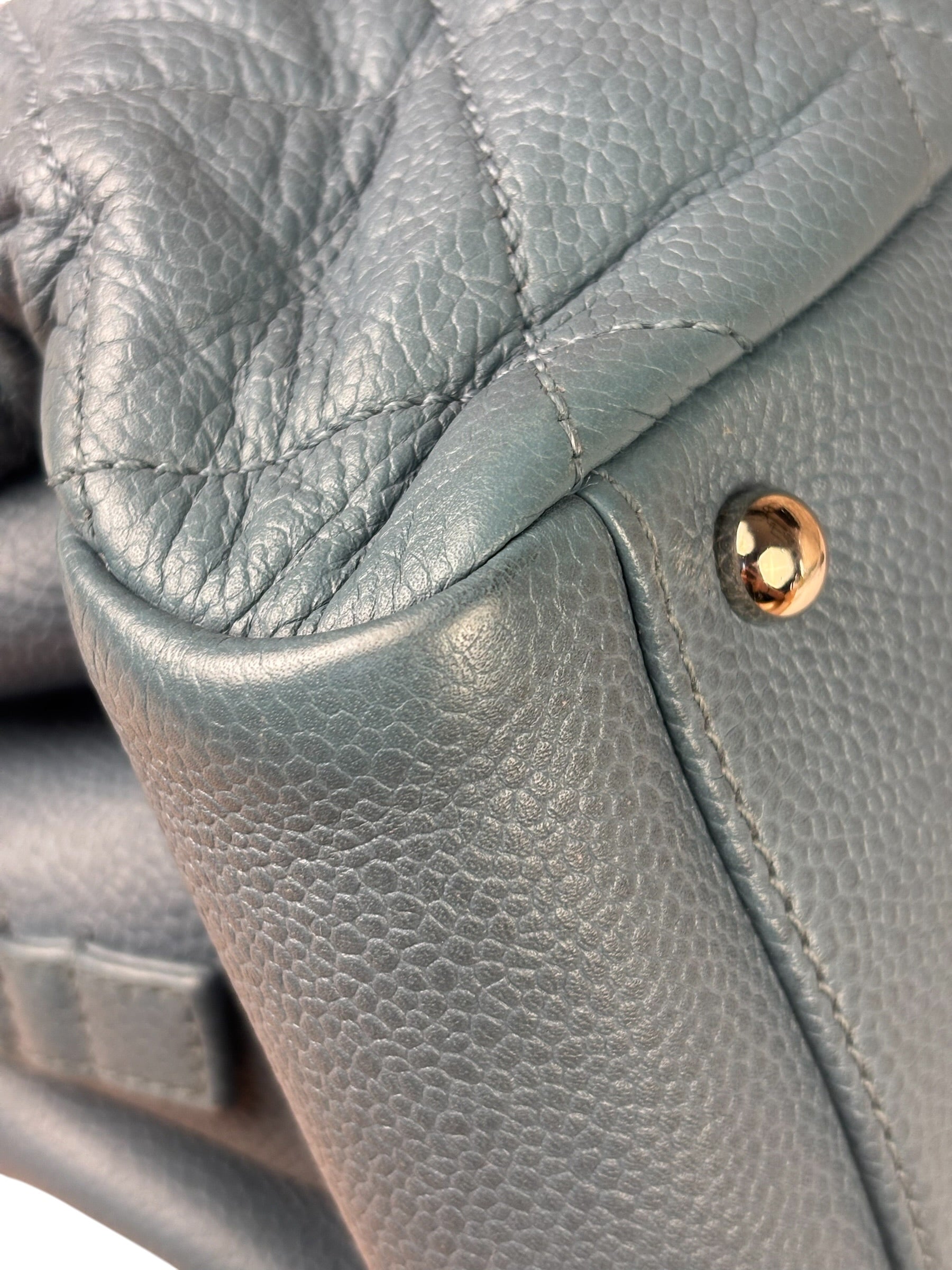 Chanel Blue Caviar Quilted CC Timeless Soft Shopper Tote 2010
