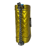 Chanel Metallic Yellow Quilted Patent Leather Mini Boy Flap Bag 2014