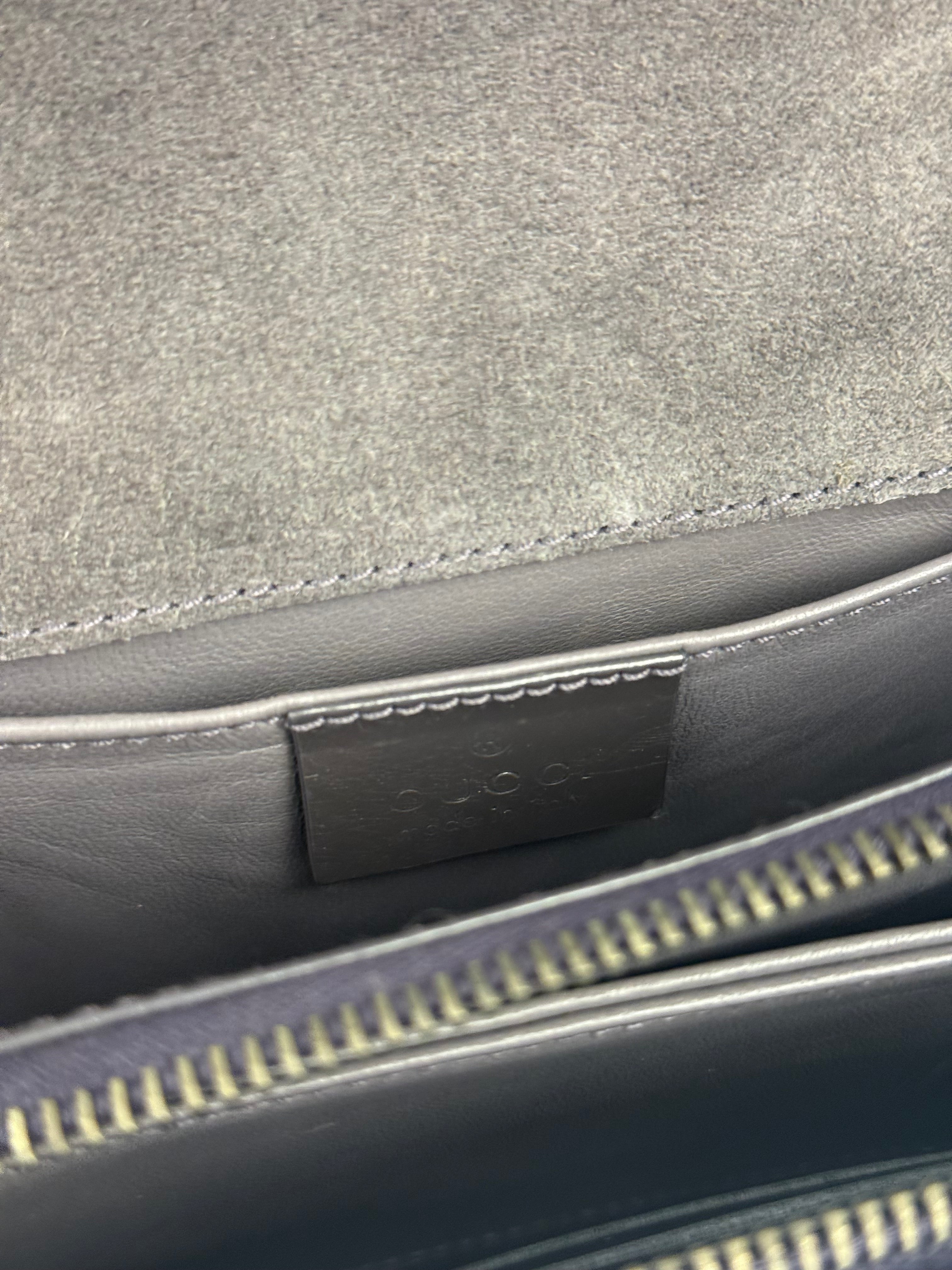 Gucci Grey Patent Leather Flap Mini Shoulder Bag