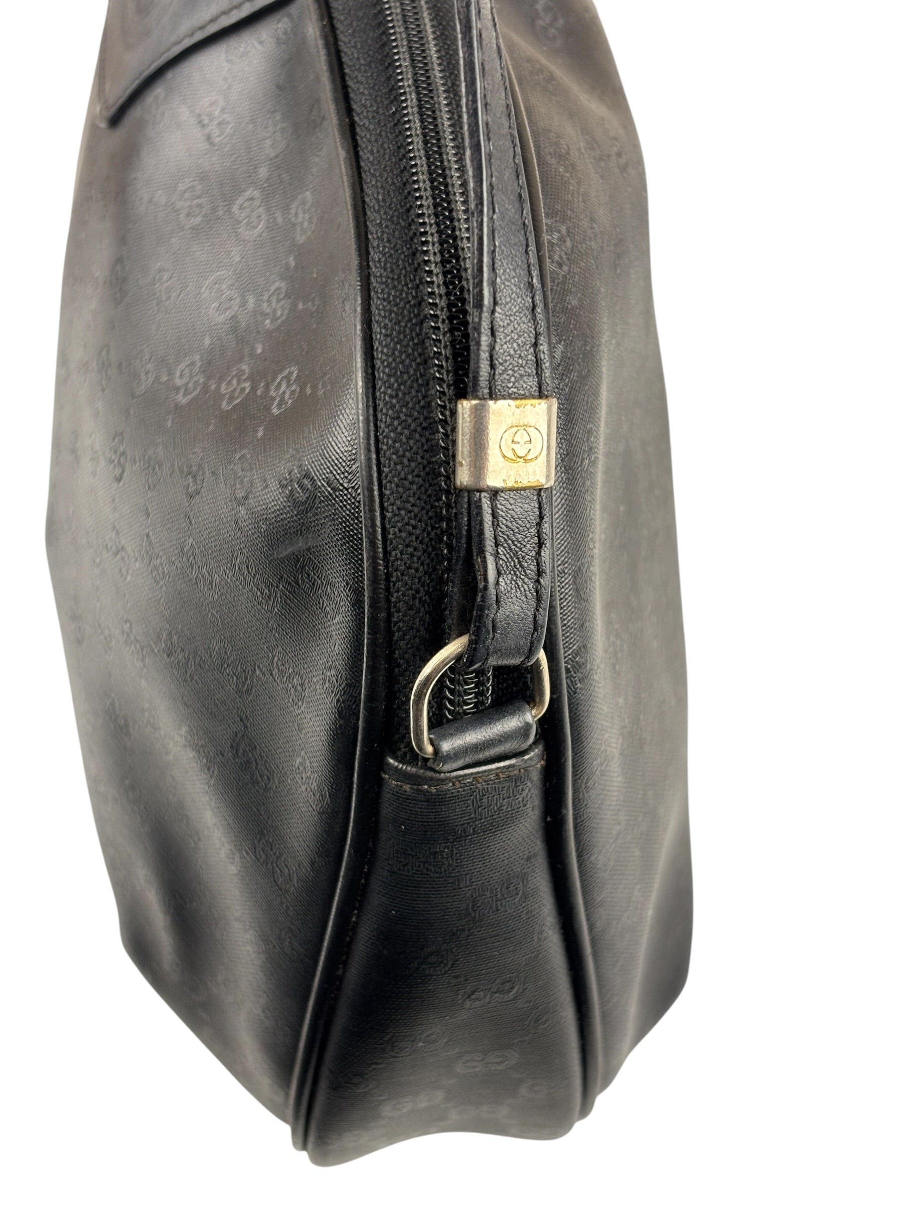 Gucci Vintage Micro GG Black Leather Shoulder Bag