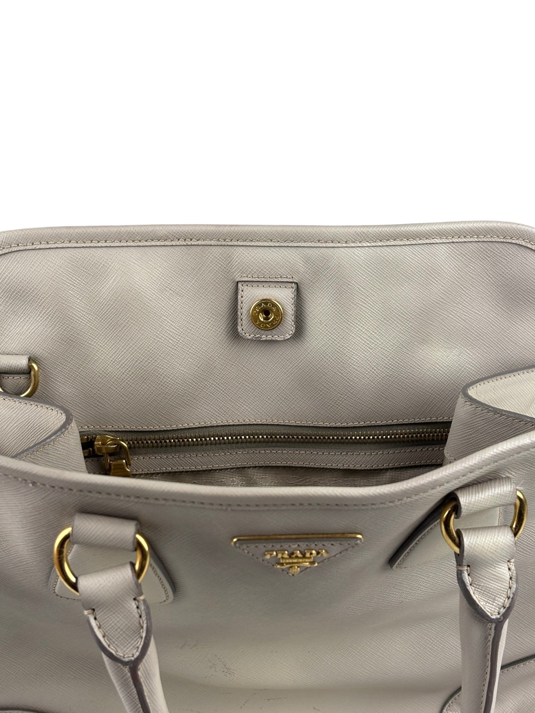 Prada Saffiano Lux Leather Grey 2Way Shopping Bag