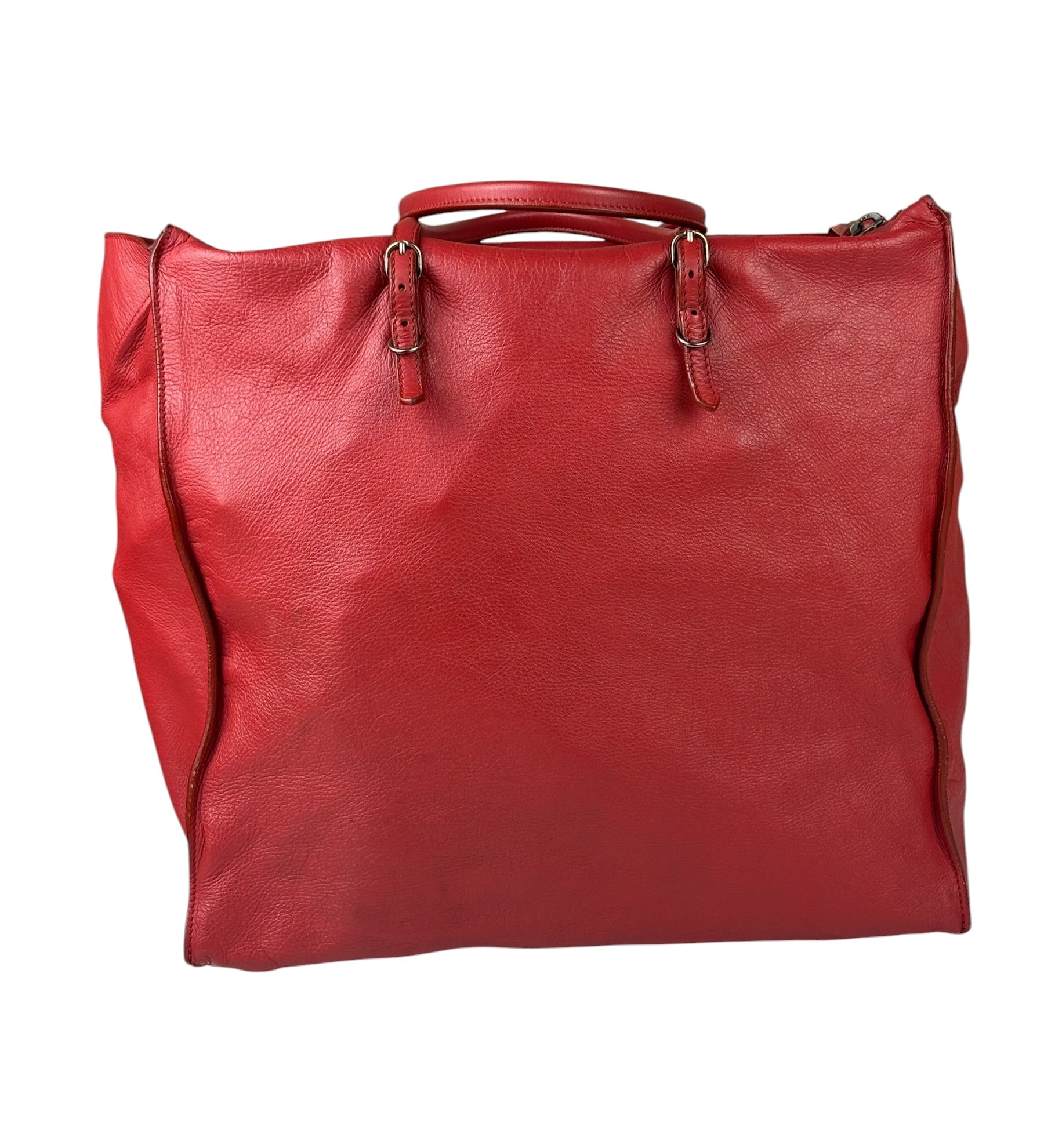 Balenciaga Red Leather Papier A5 Zip Around Tote
