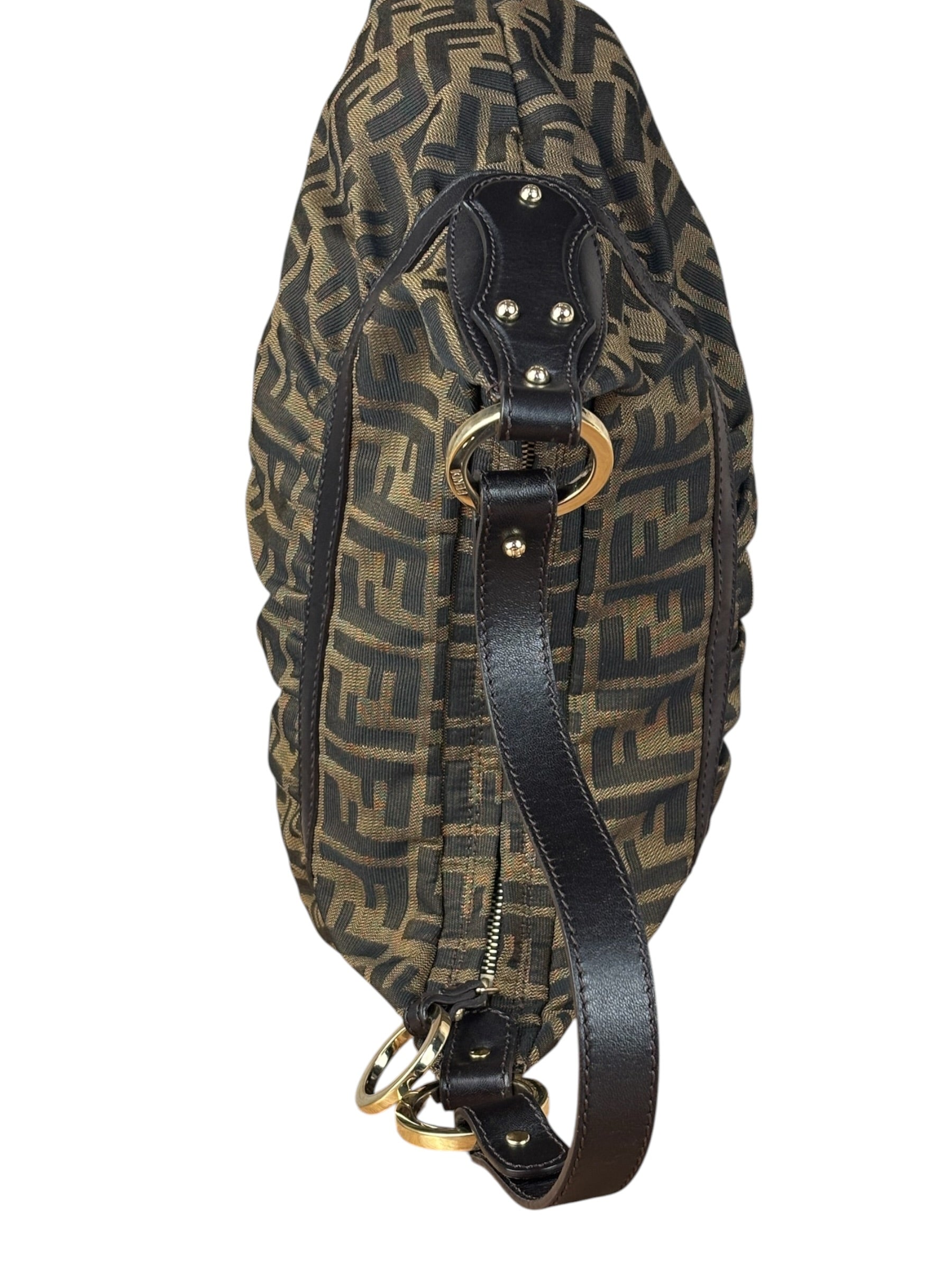 Fendi Vintage Dark Brown Zucca Chef Hobo Bag