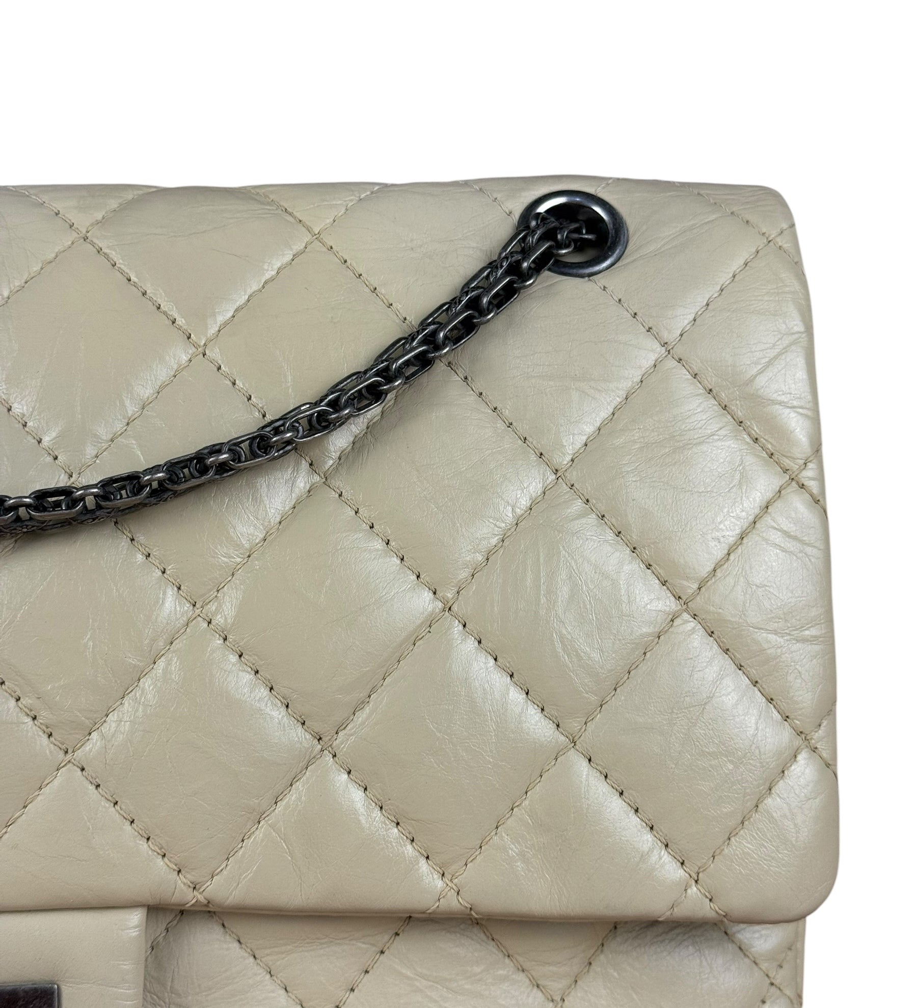 Chanel Aged Ivory Quilted Leather 2.55 Reissue Double Flap Bag 2009