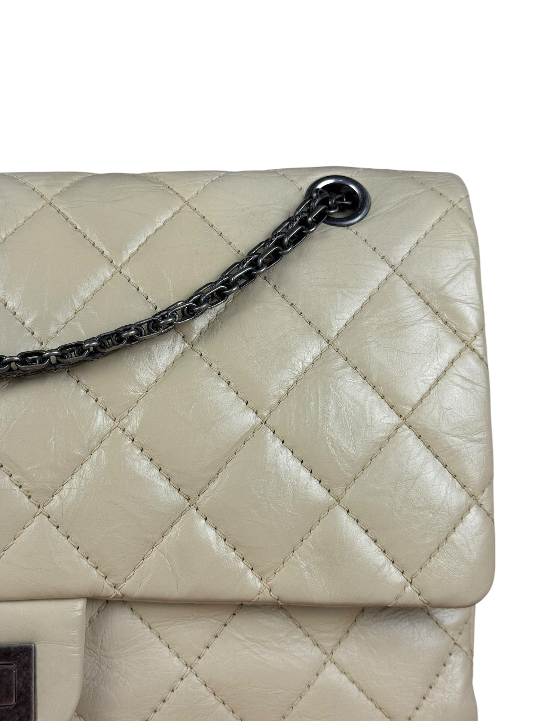 Chanel Aged Ivory Quilted Leather 2.55 Reissue Double Flap Bag 2009