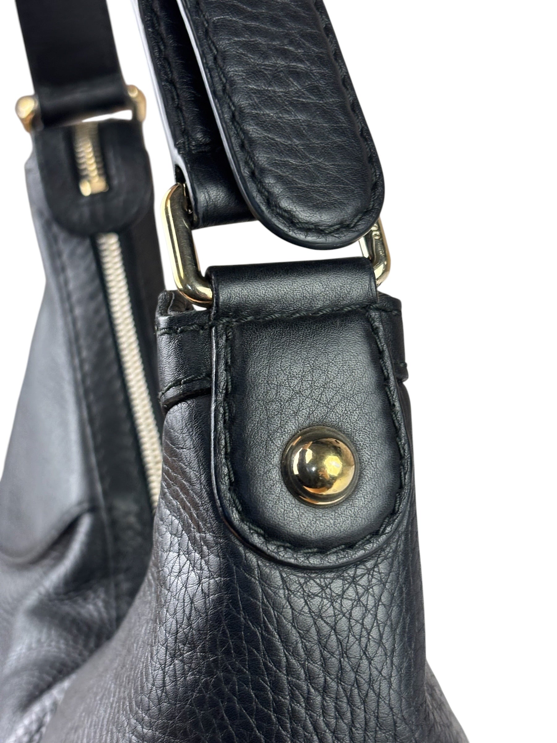 Gucci Black Leather Heritage Horsebit Hobo Bag