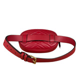 Gucci Red Leather Marmont Matelasse Waist Belt Bag