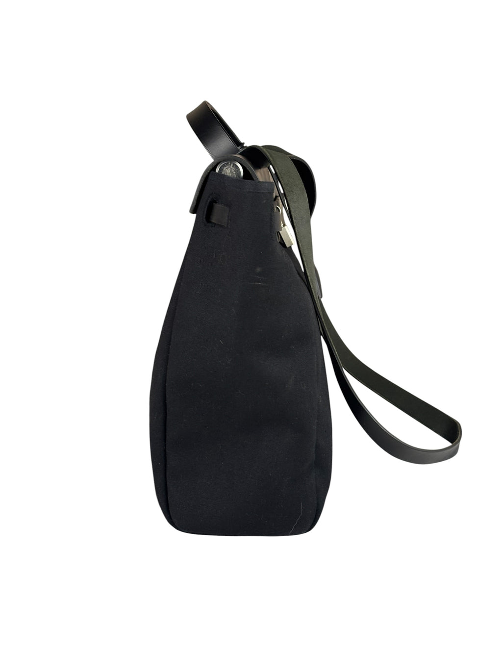 Hermes Black Leather Trim Herbag Two-Way Bag