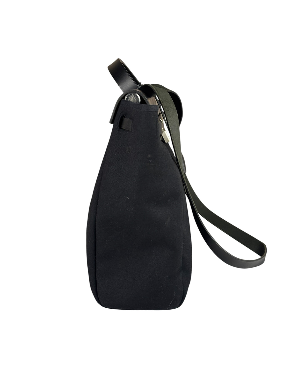 Hermes Black Leather Trim Herbag Two-Way Bag