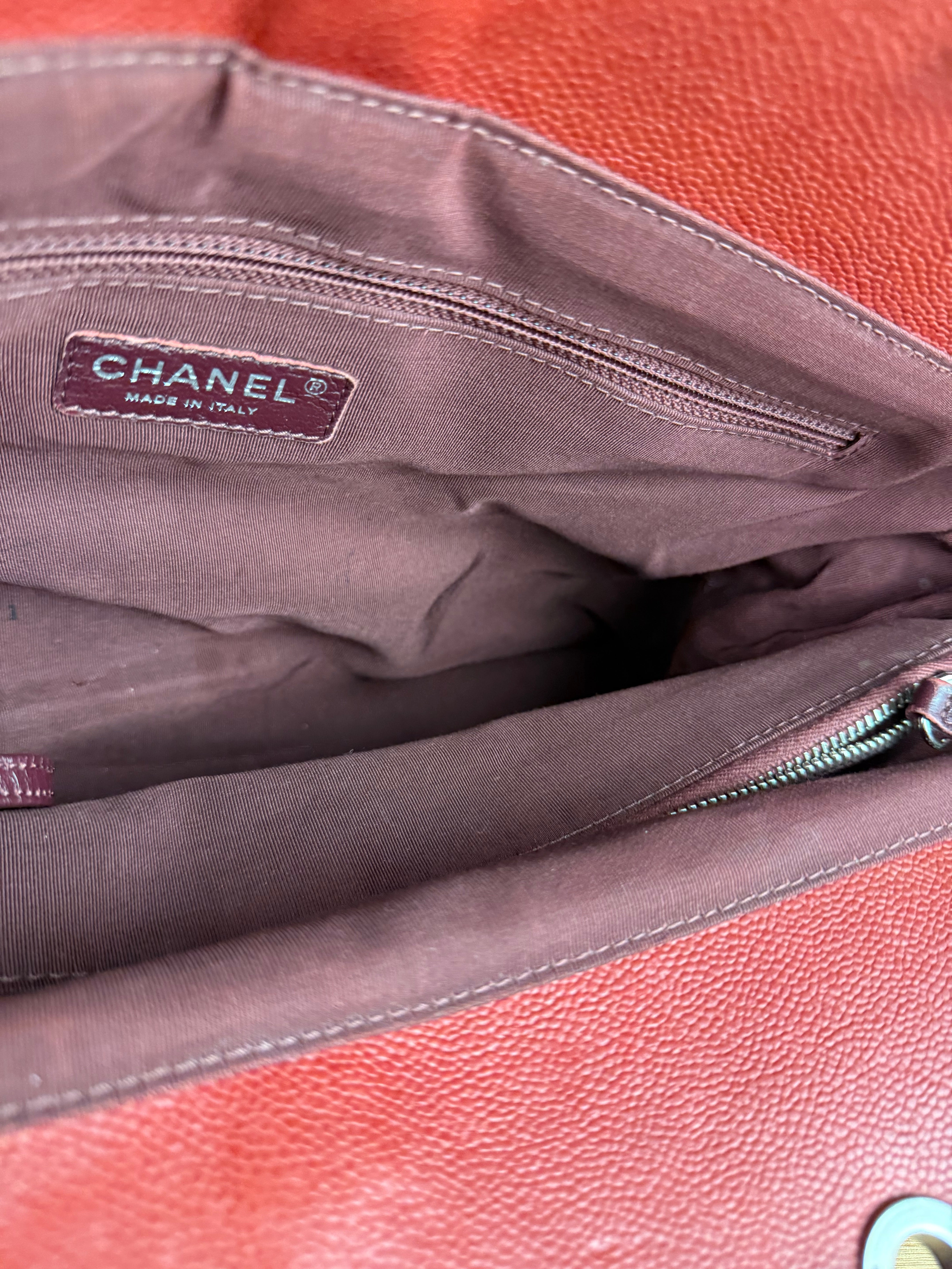 Chanel Red Quilted Caviar Be CC 2Way Tote Bag 2014