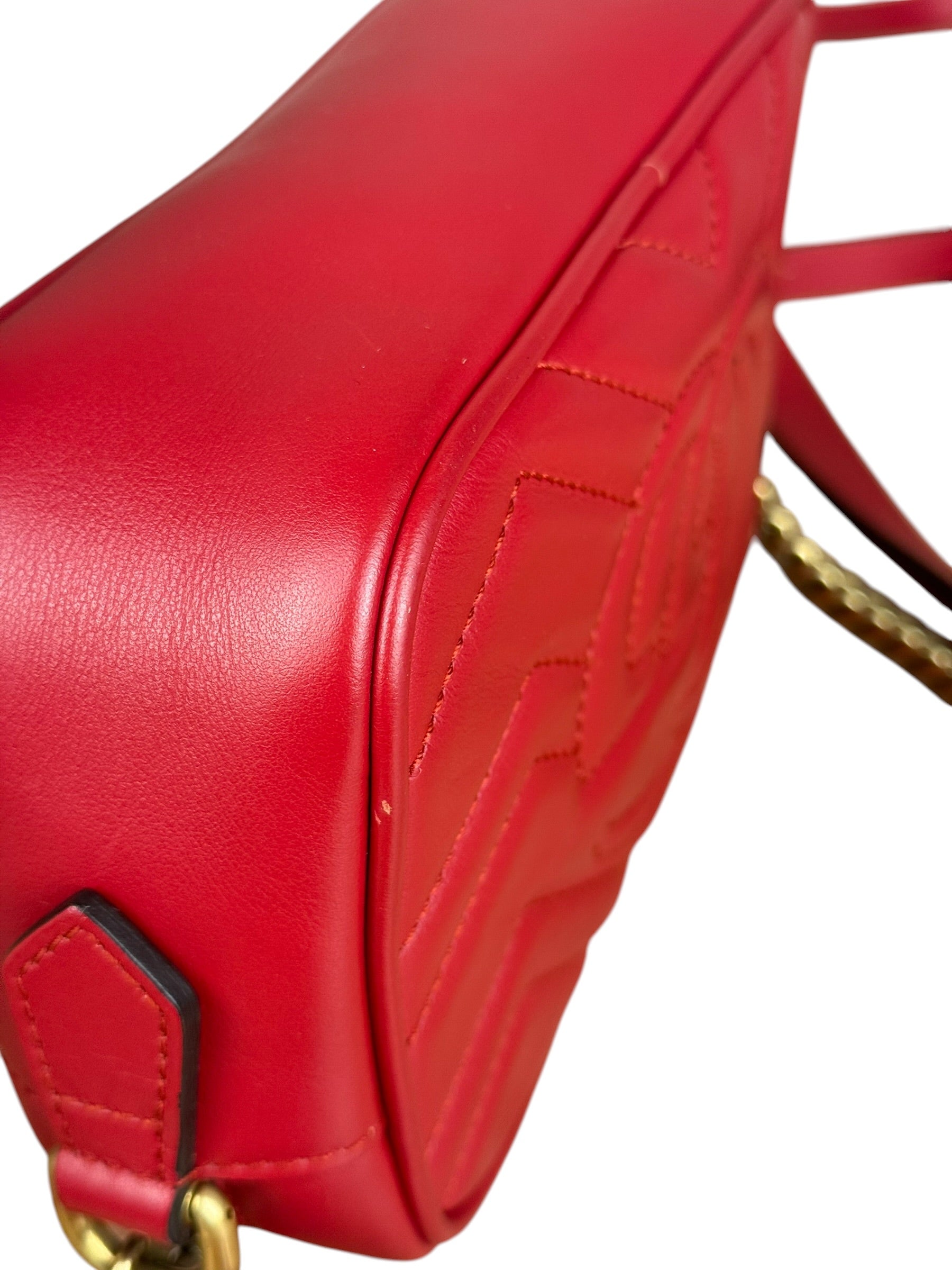 Gucci Leather GG Red Marmont Crossbody