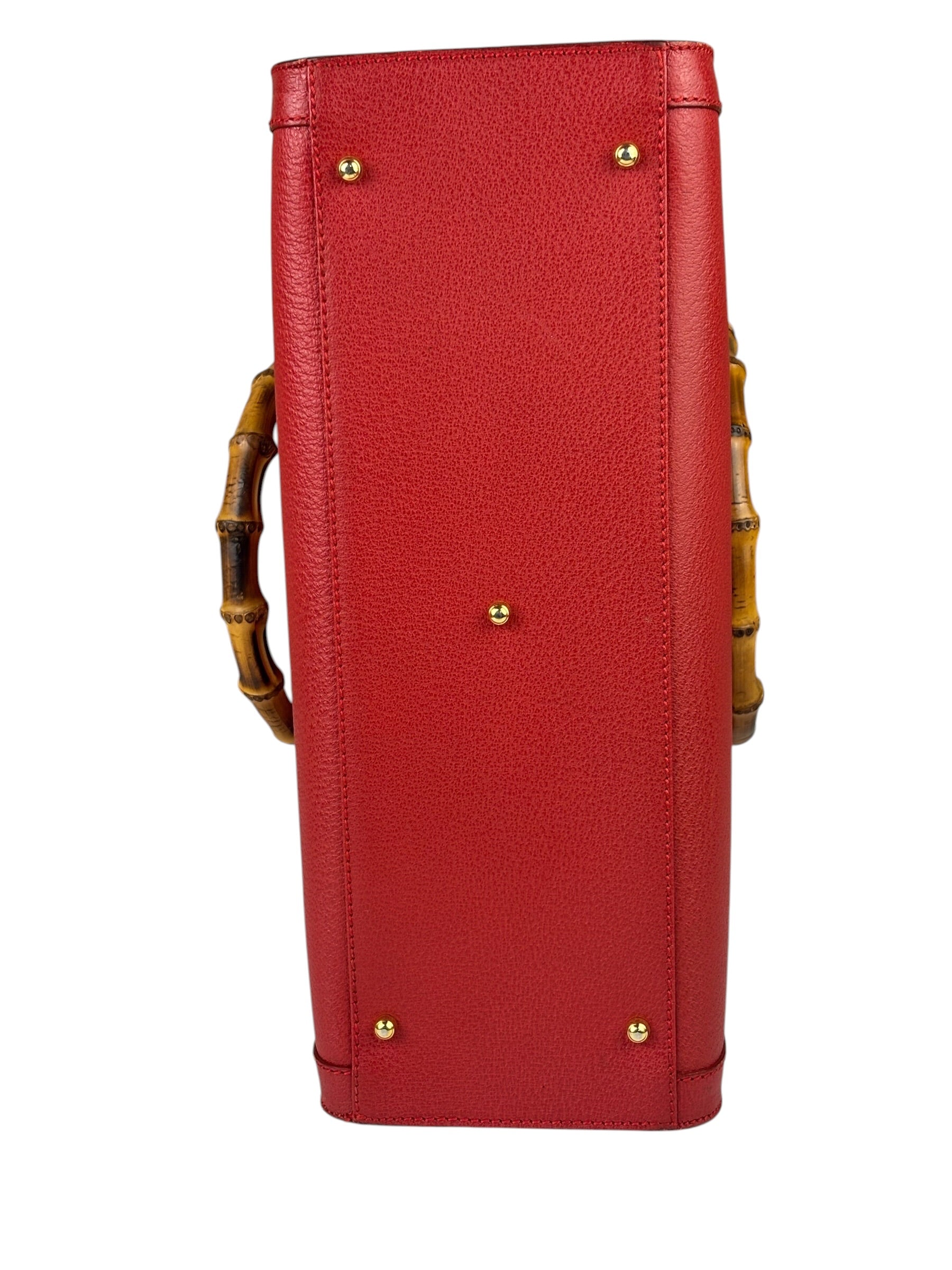 Gucci Red Leather Diana Bamboo Handle Tote