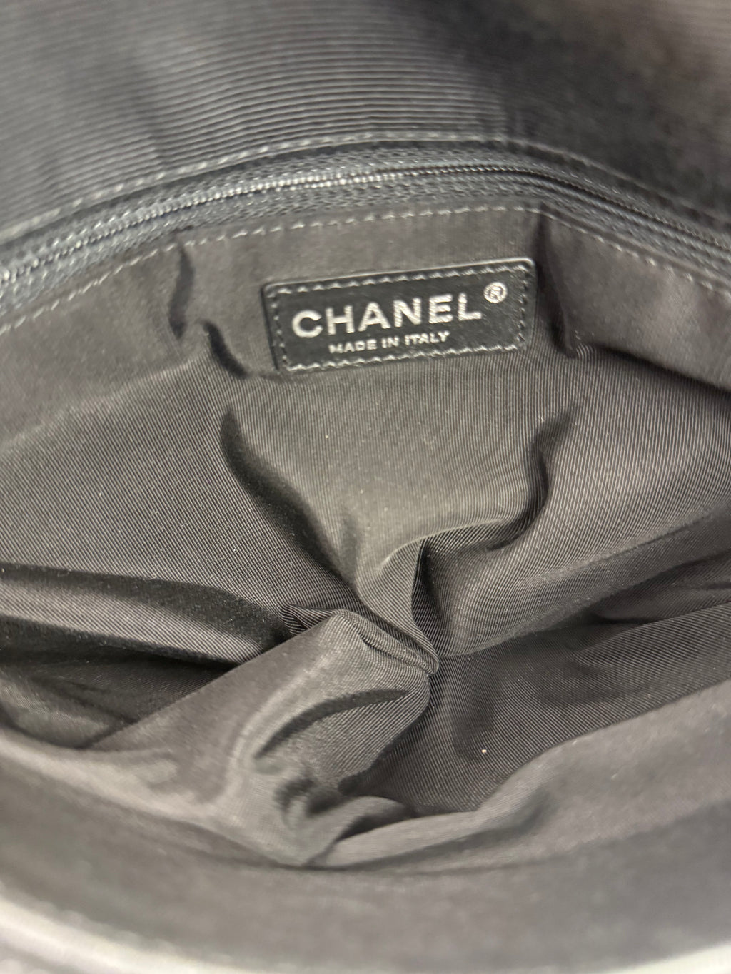 Chanel Beige/Navy Quilted Lambskin Flap Bag 2015