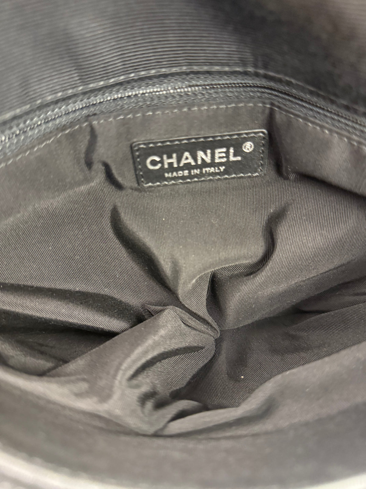 Chanel Beige/Navy Quilted Lambskin Flap Bag 2015