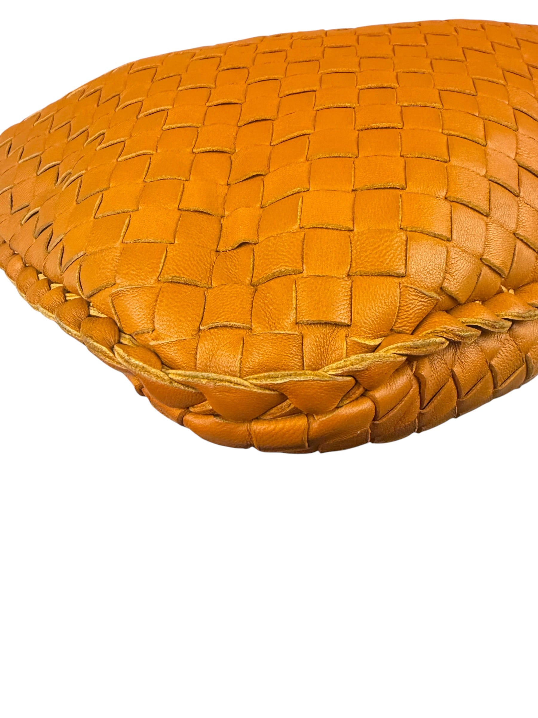 Bottega Veneta Orange Leather Intercciato Hobo Bag