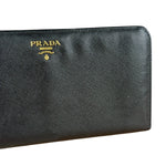 Prada Saffiano Leather Snap Long Wallet Black
