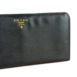 Prada Saffiano Leather Snap Long Wallet Black