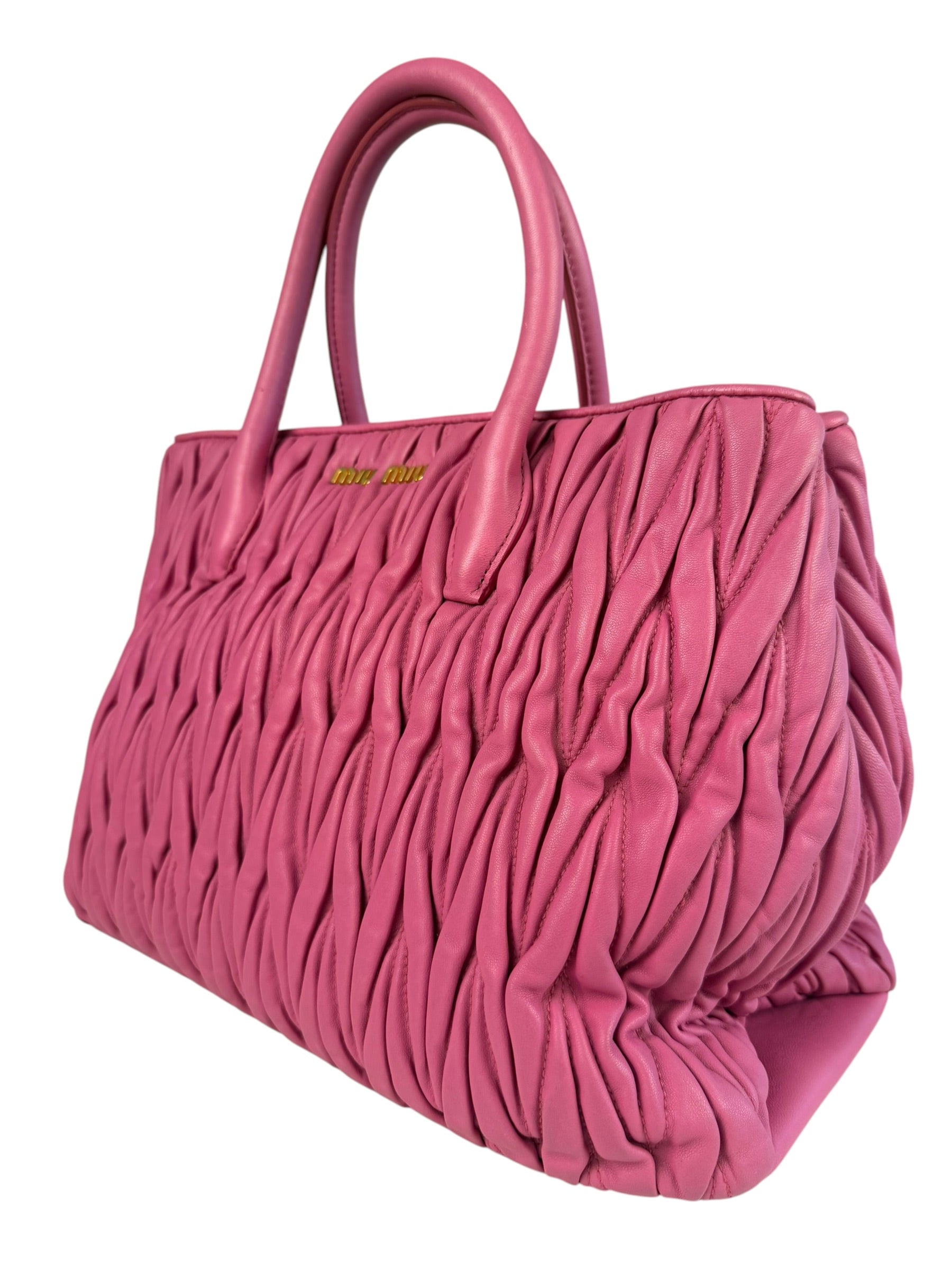 Miu Miu Pink Nappa Leather 2Way Tote Bag