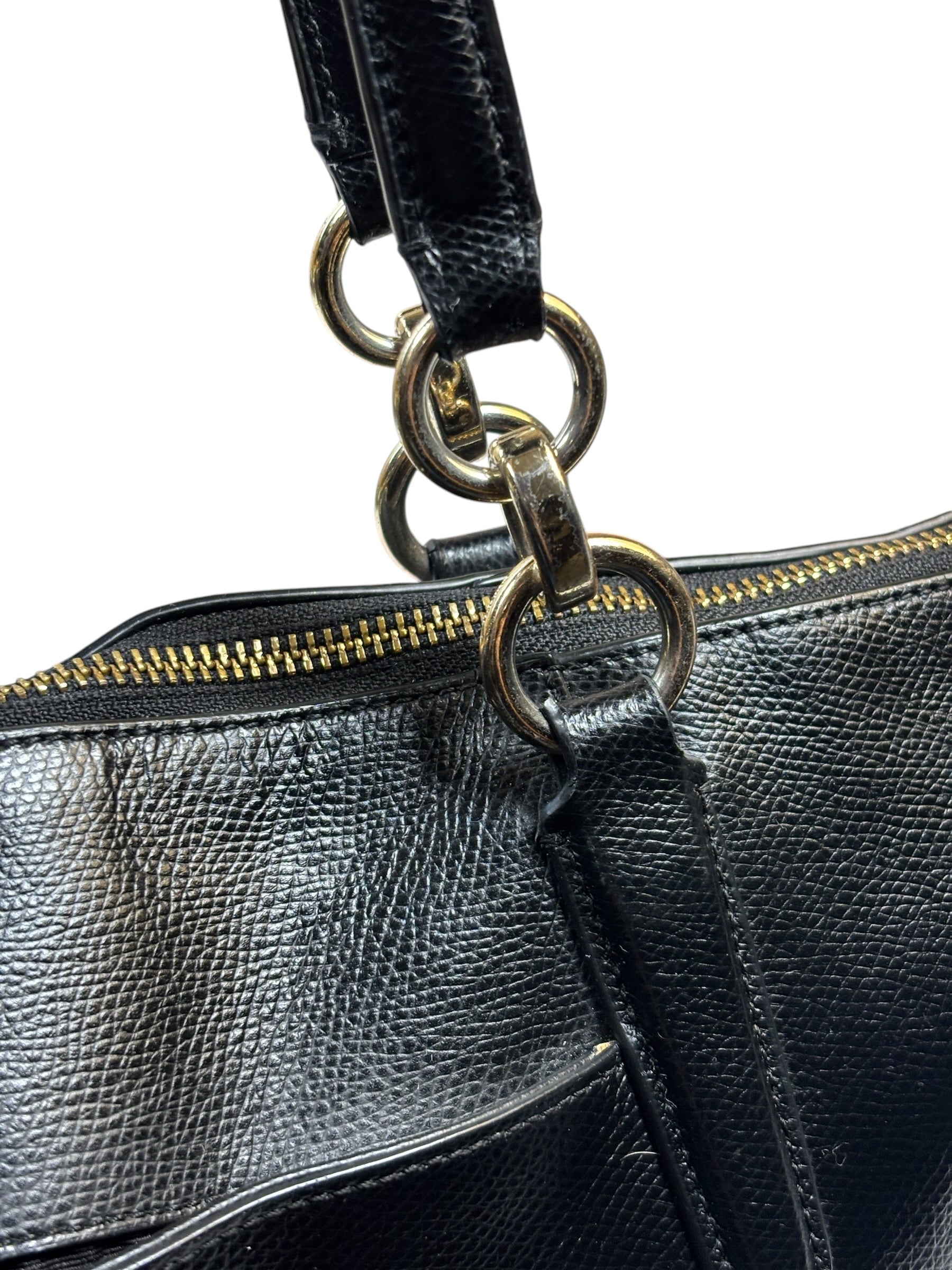 Coach Black Pebbled Leather Ava Zip Tote