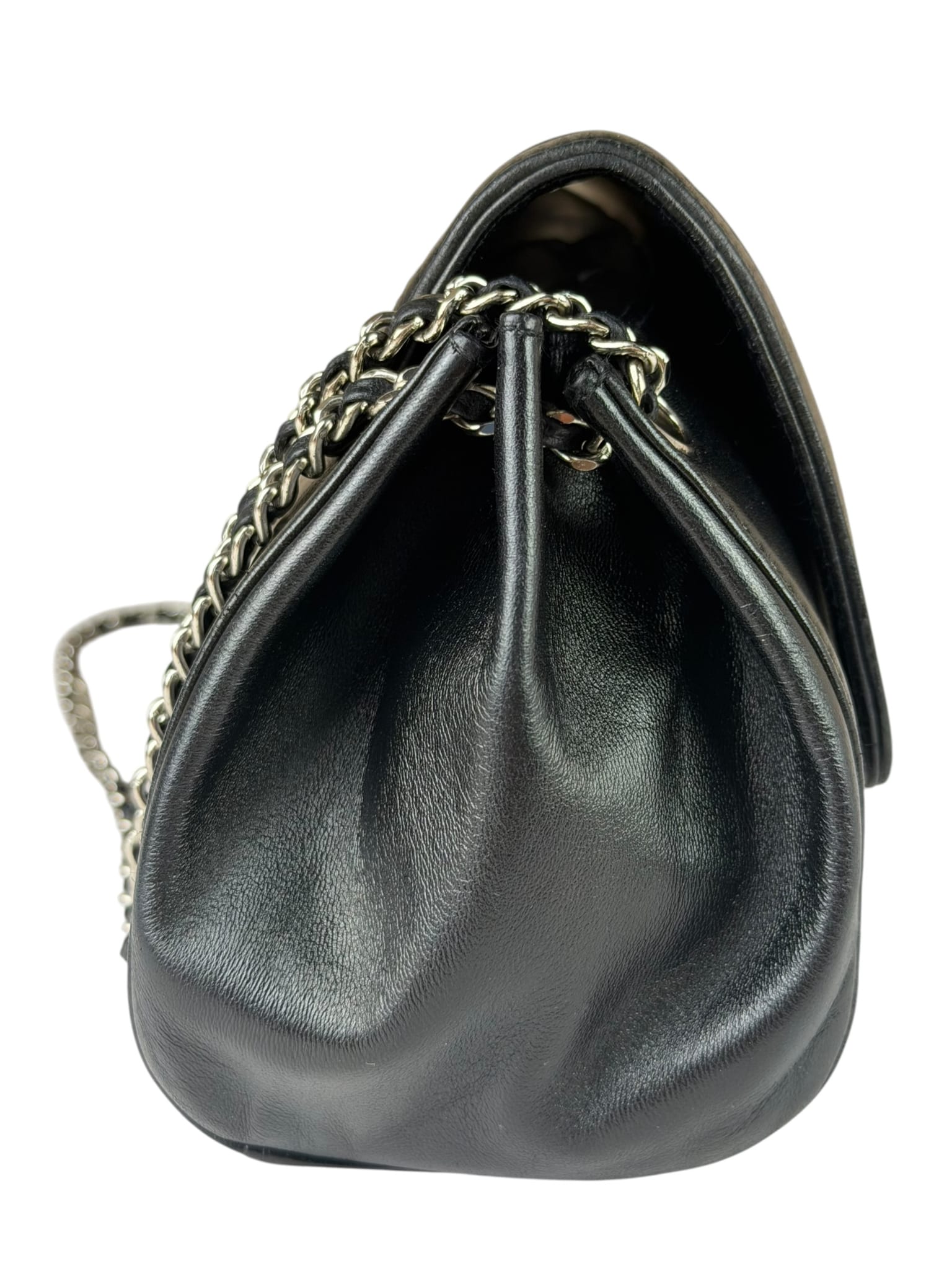 Chanel Black Leather Mademoiselle Accordion Flap Bag 2000