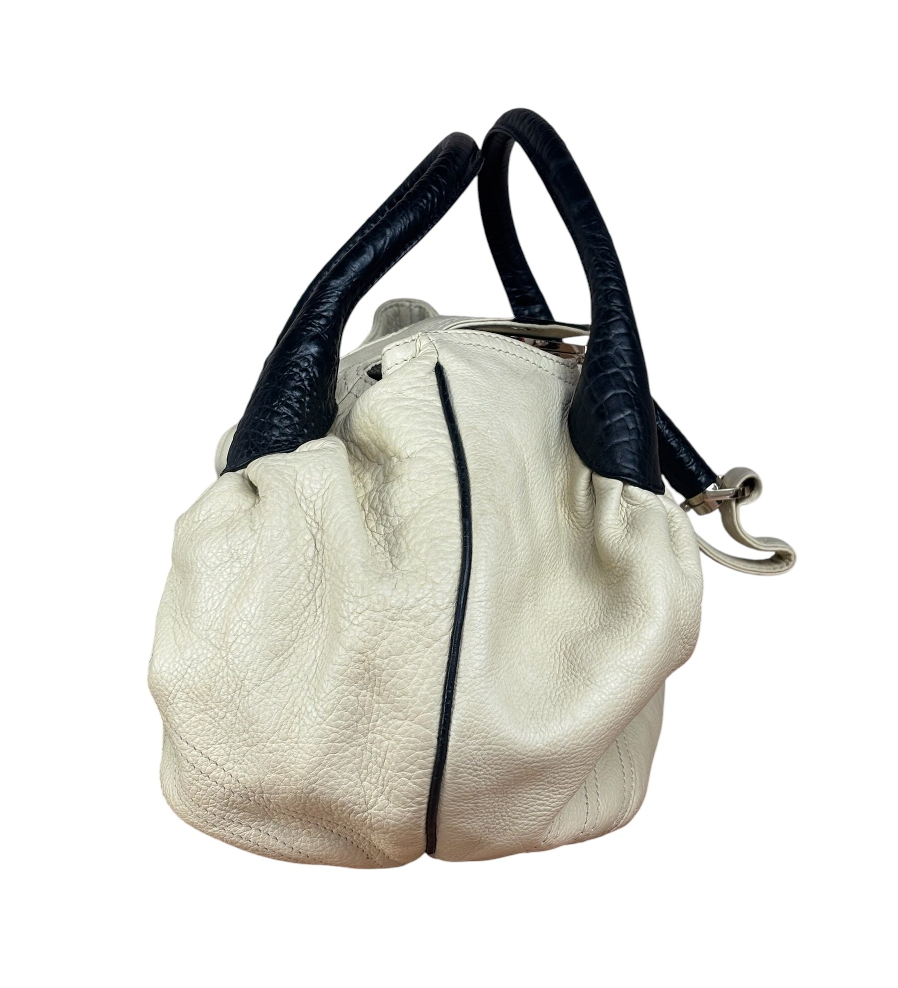 Fendi Off-White Grained Leather Spy Shoulder Bag