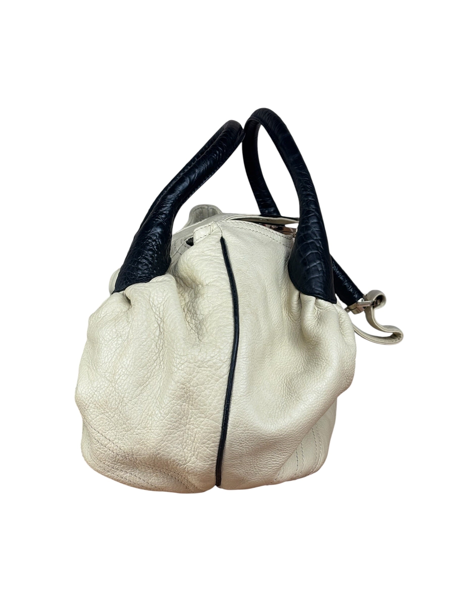 Fendi Off-White Grained Leather Spy Shoulder Bag