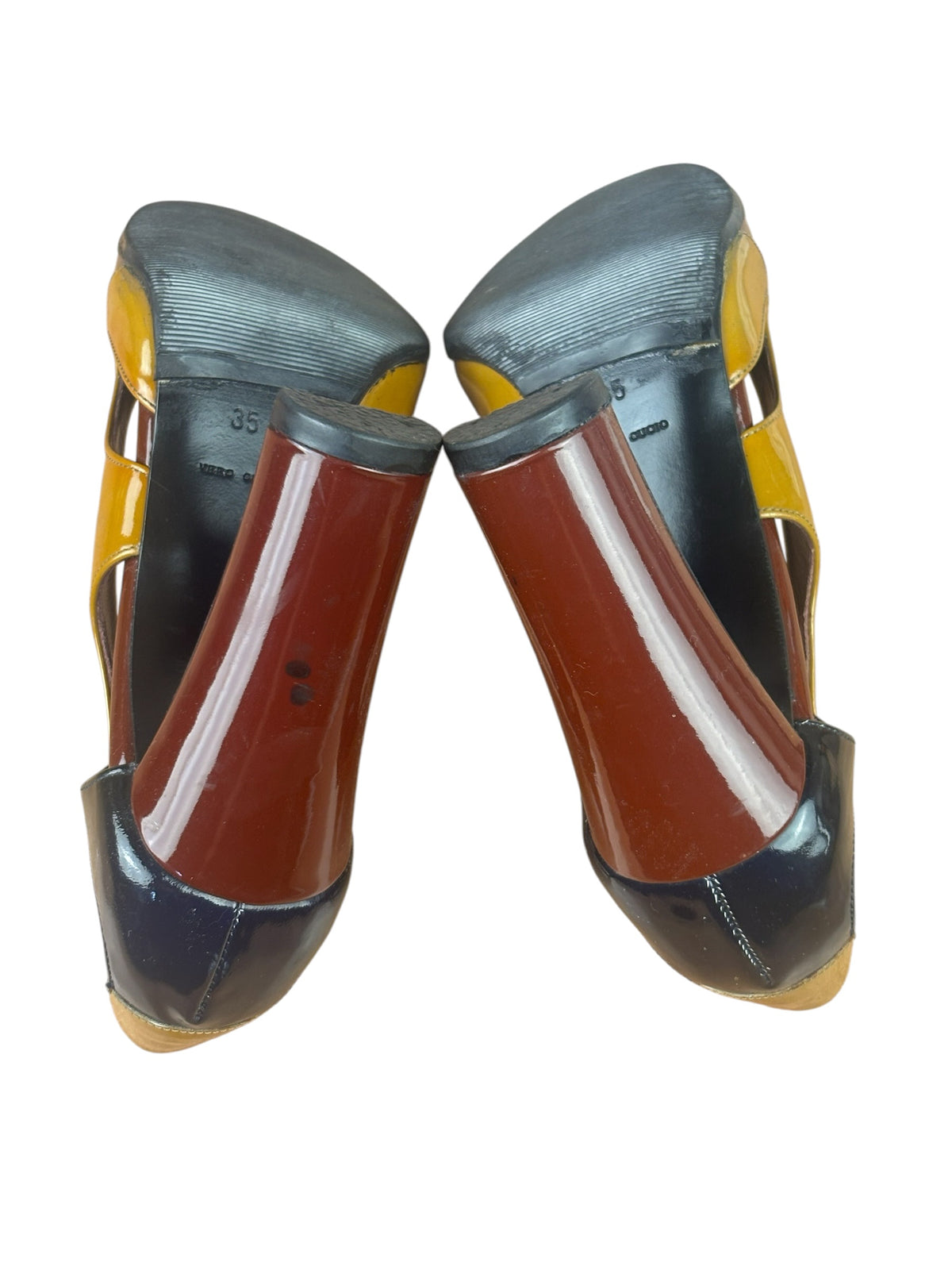 Prada SS2000 Burgundy Patent Leather Runway Block Heels