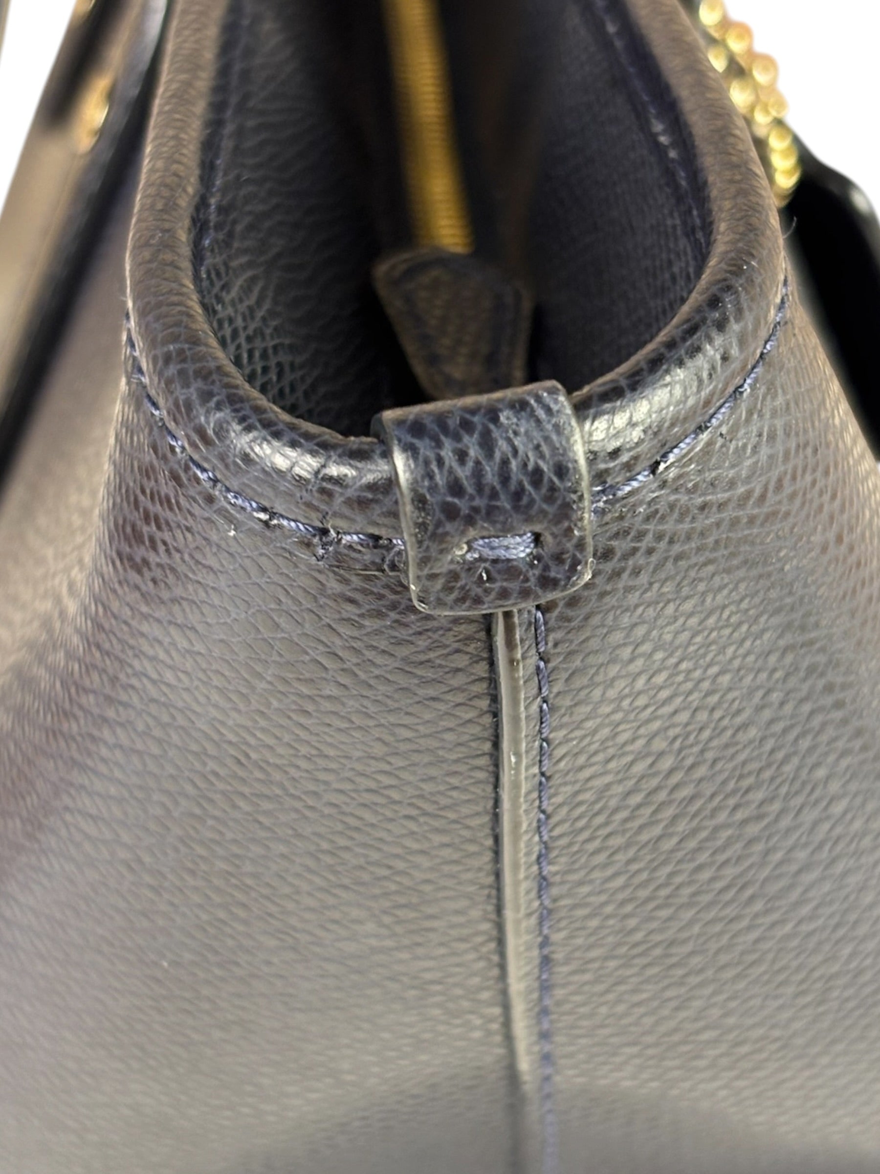 Coach Navy Crossgrain Leather City Zip Shoulder Bag