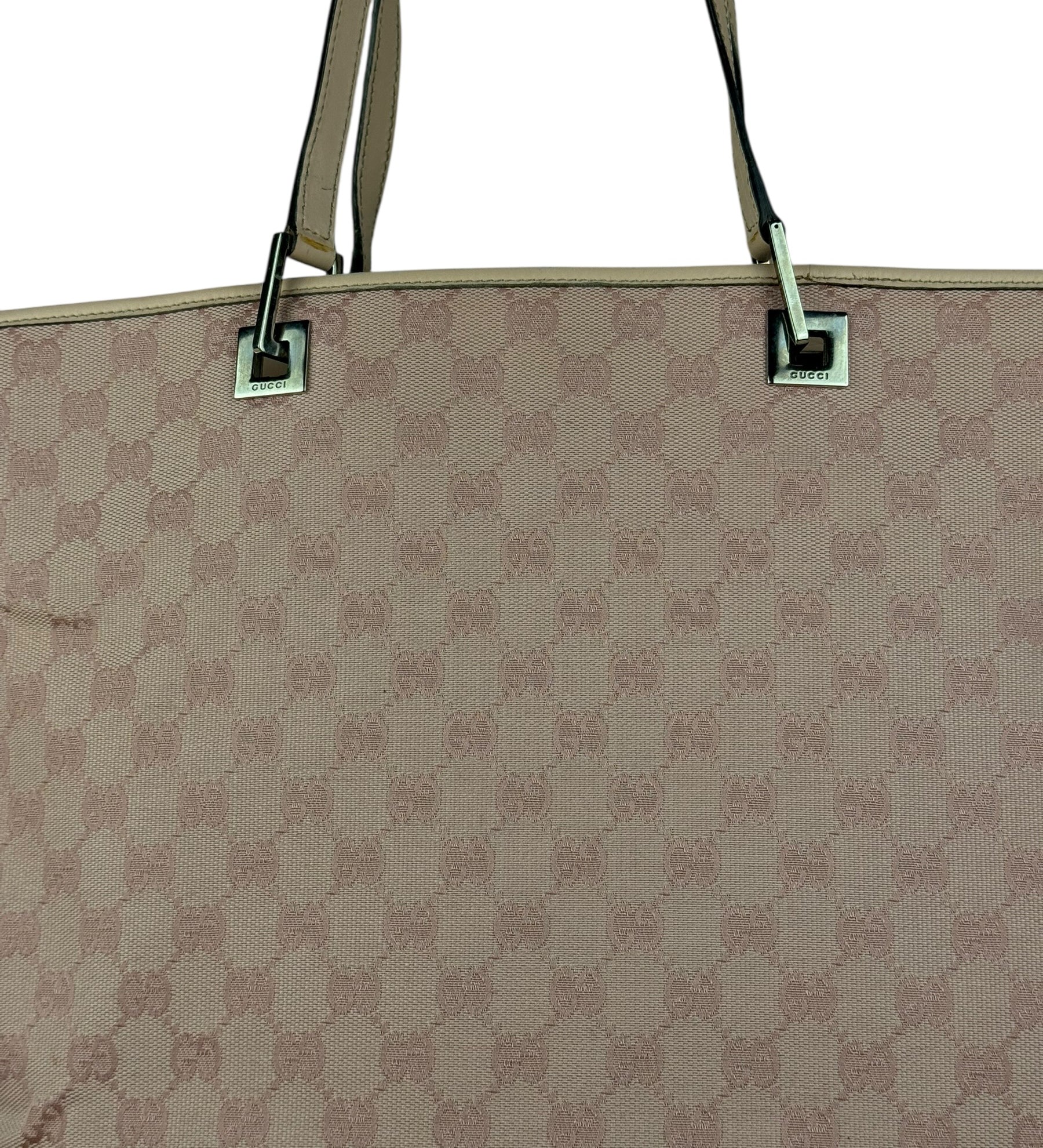 Gucci Vintage Pink Canvas Large Tote Bag