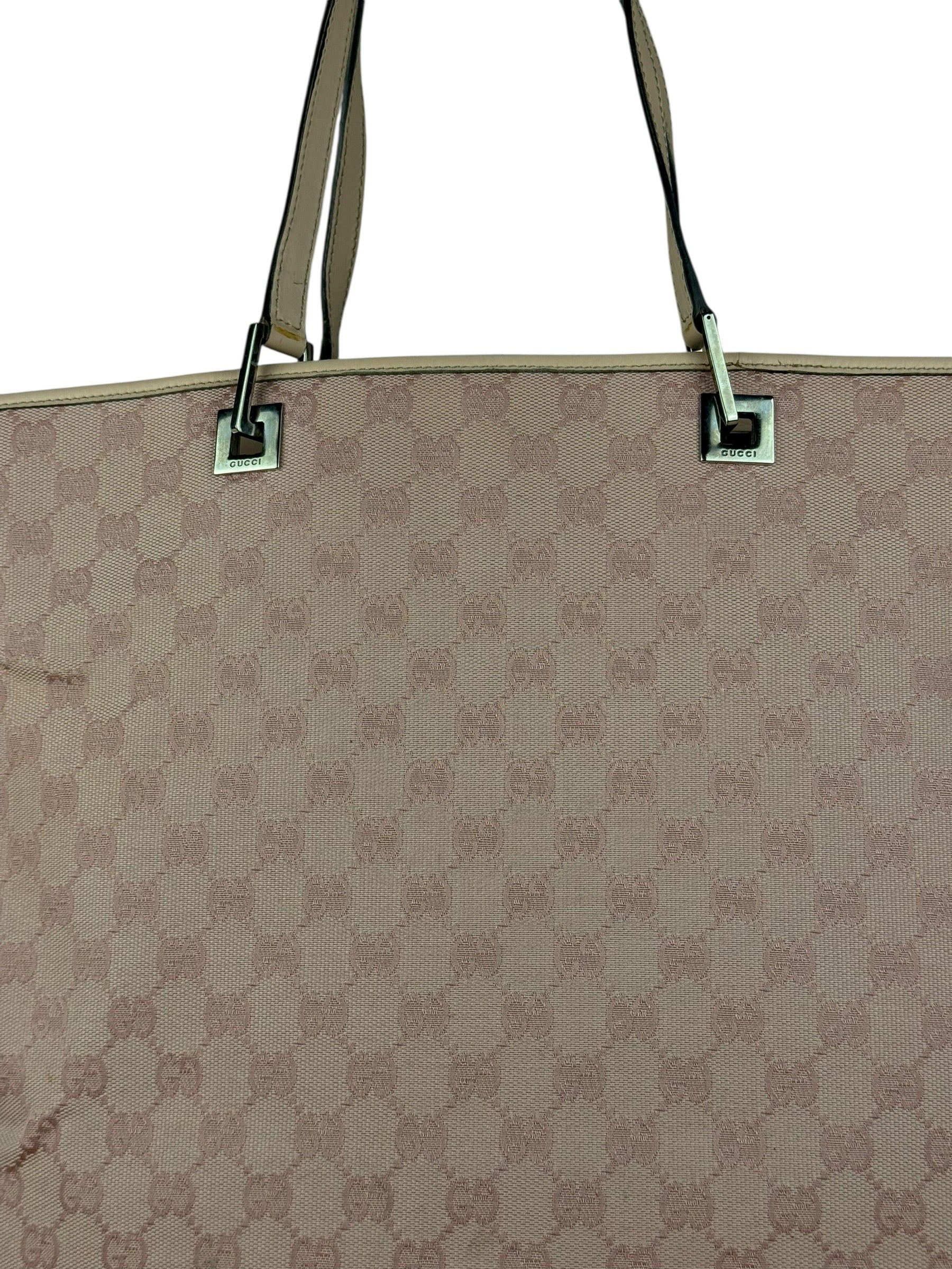Gucci Vintage Pink Canvas Large Tote Bag