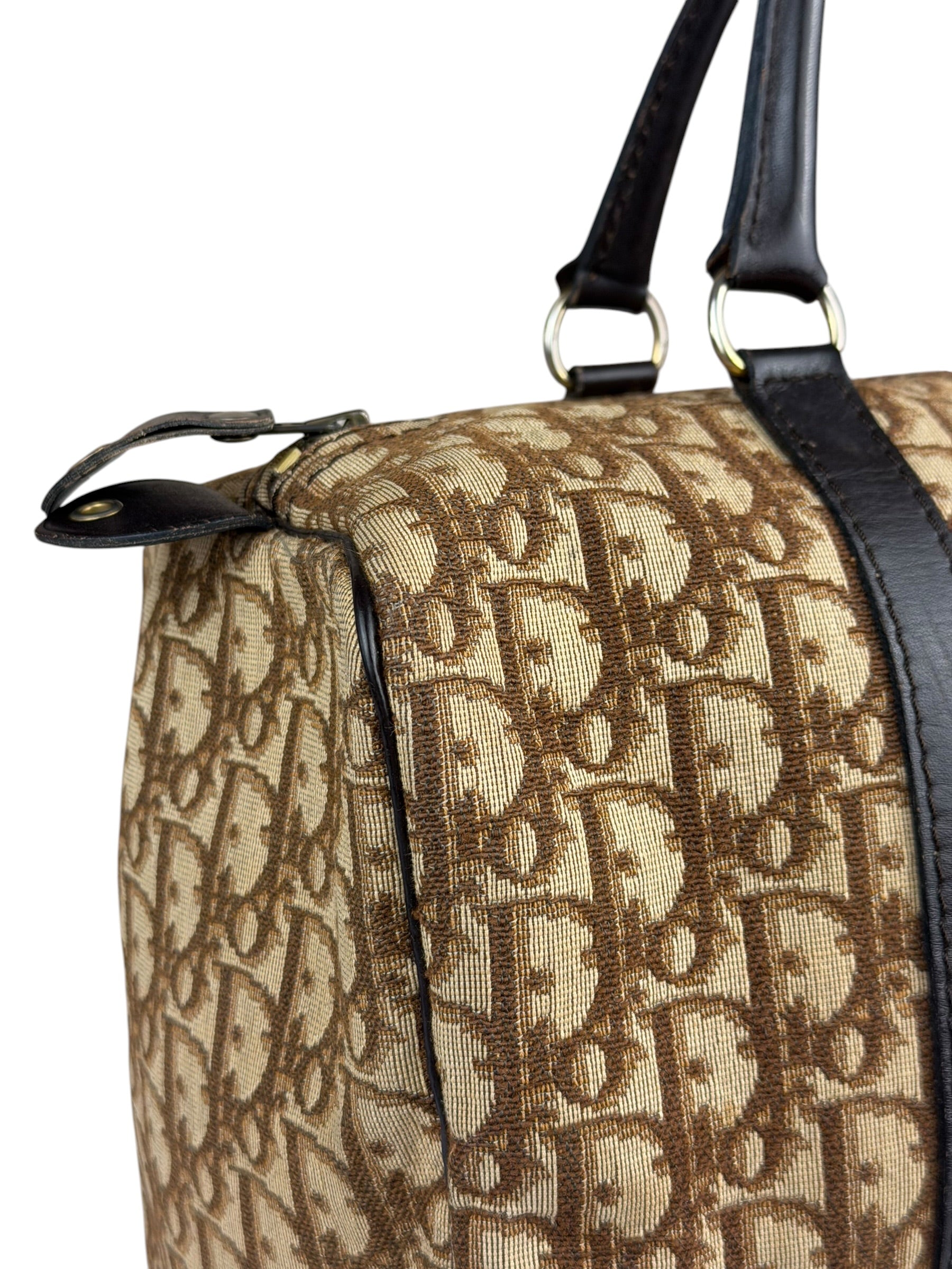 Christian Dior Brown Leather Trotter Boston Handbag