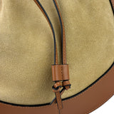 Loewe Brown/Beige Suede/Leather Trim Horseshoe Shoulder Bag