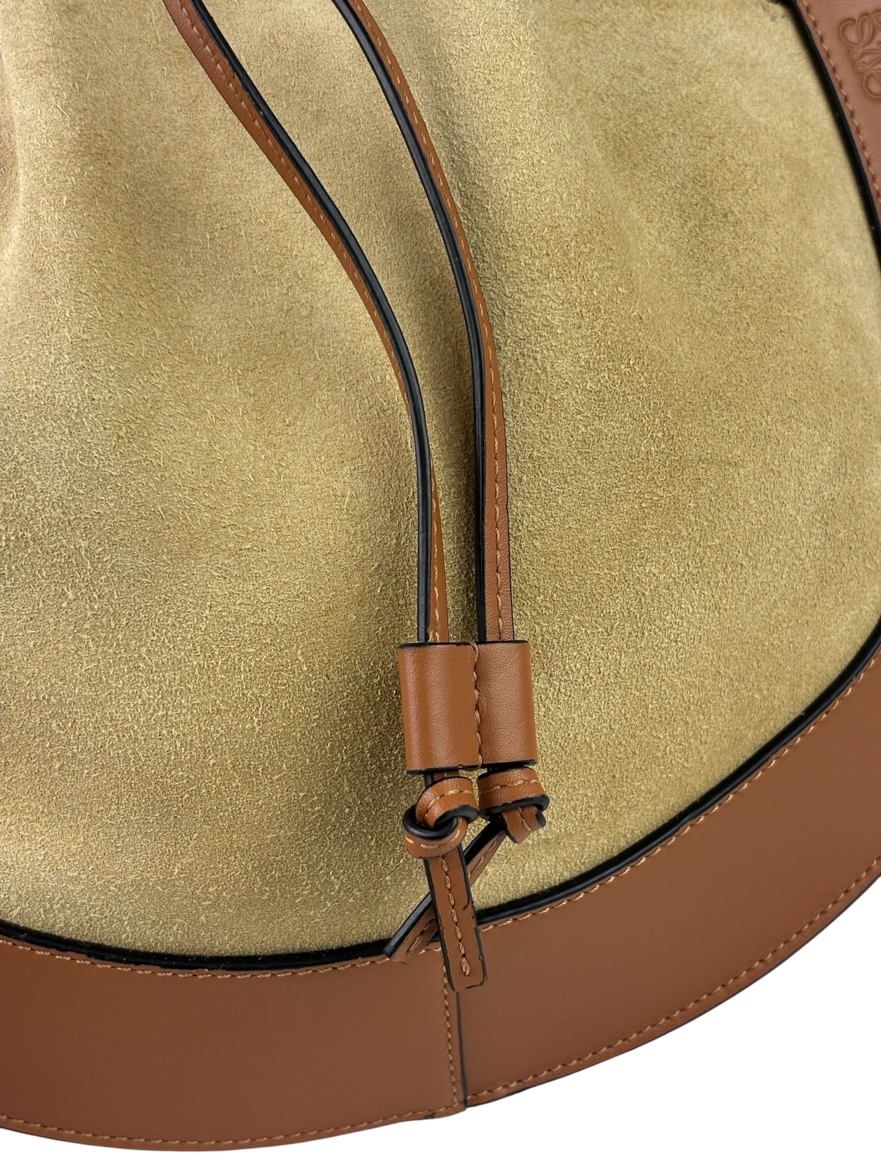 Loewe Brown/Beige Suede/Leather Trim Horseshoe Shoulder Bag
