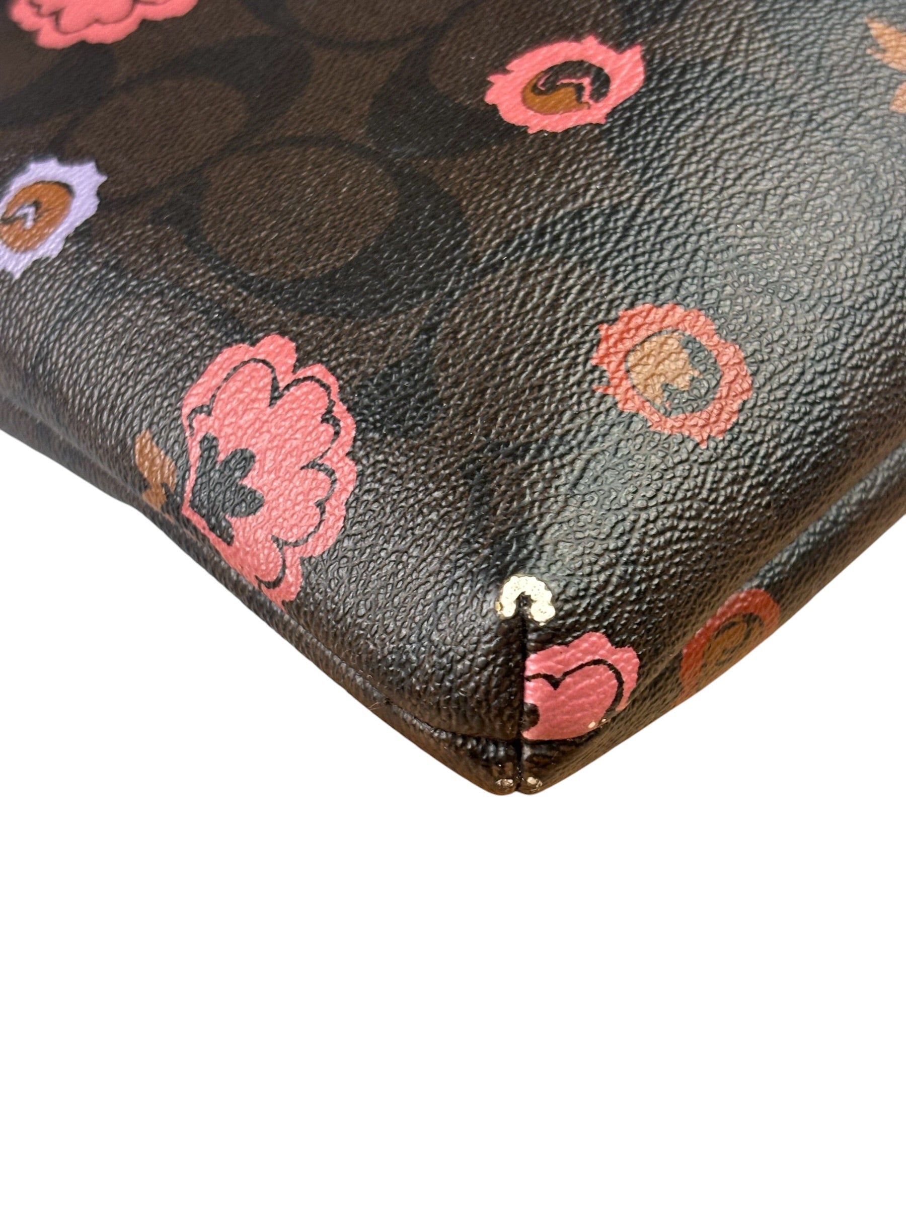 Coach Brown Leather Ranch Floral Crossbody Bag