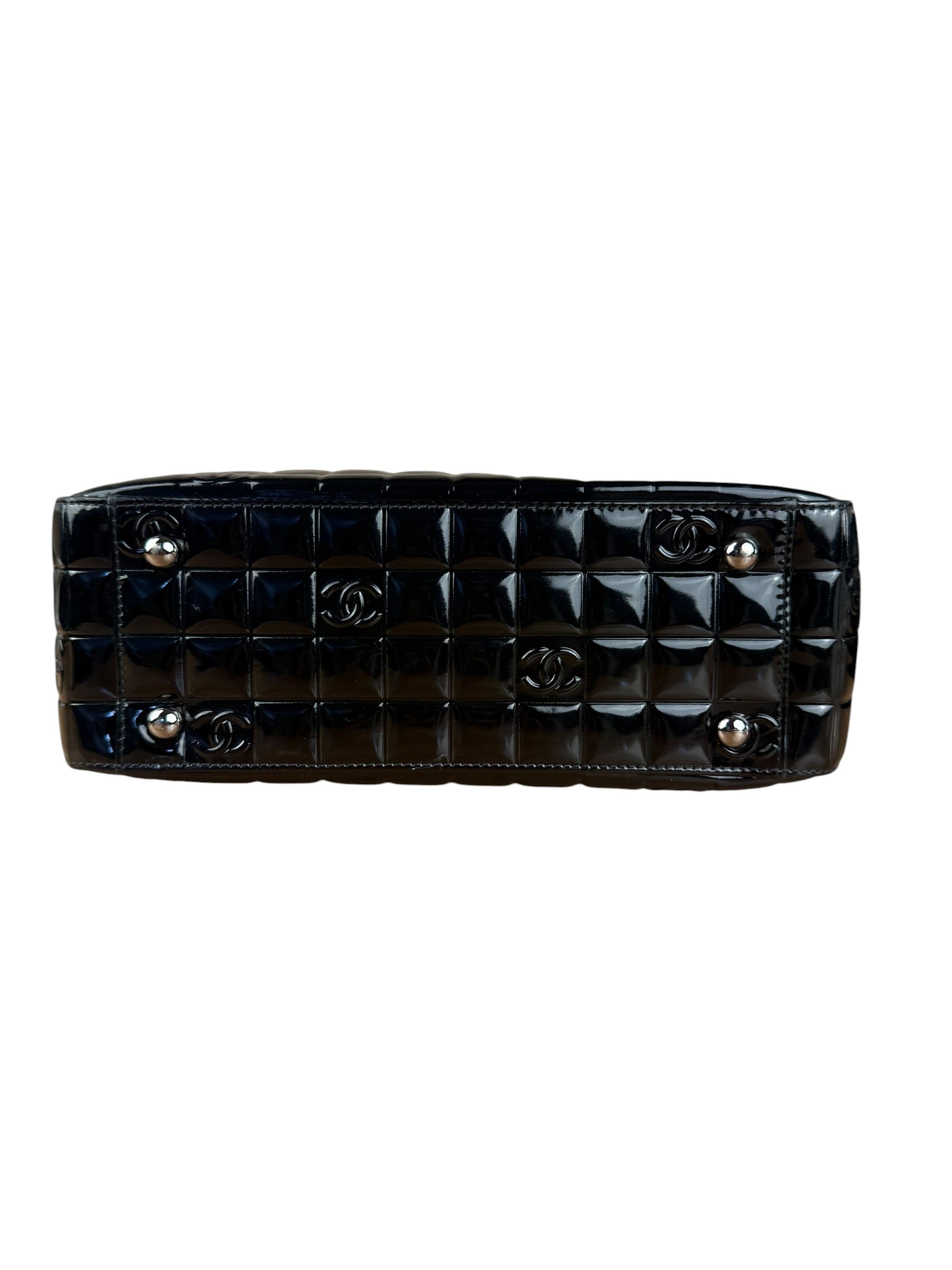 Chanel Black Patent Chocolate Bar Tote Bag 2002