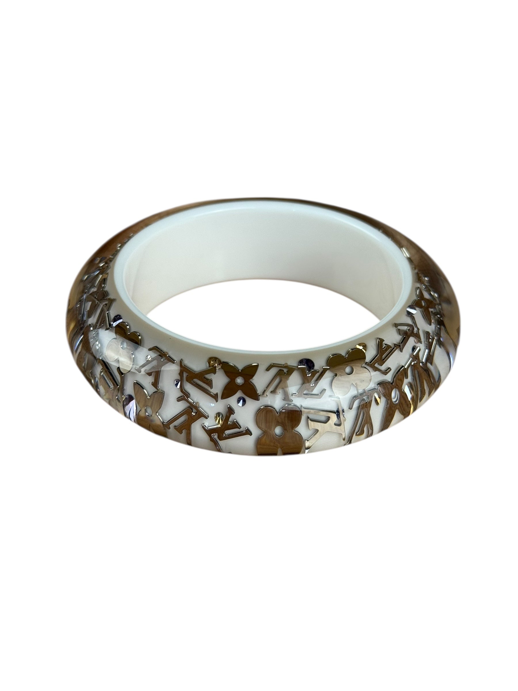 Louis Vuitton Inclusion Bangle Bracelet Silver Resin
