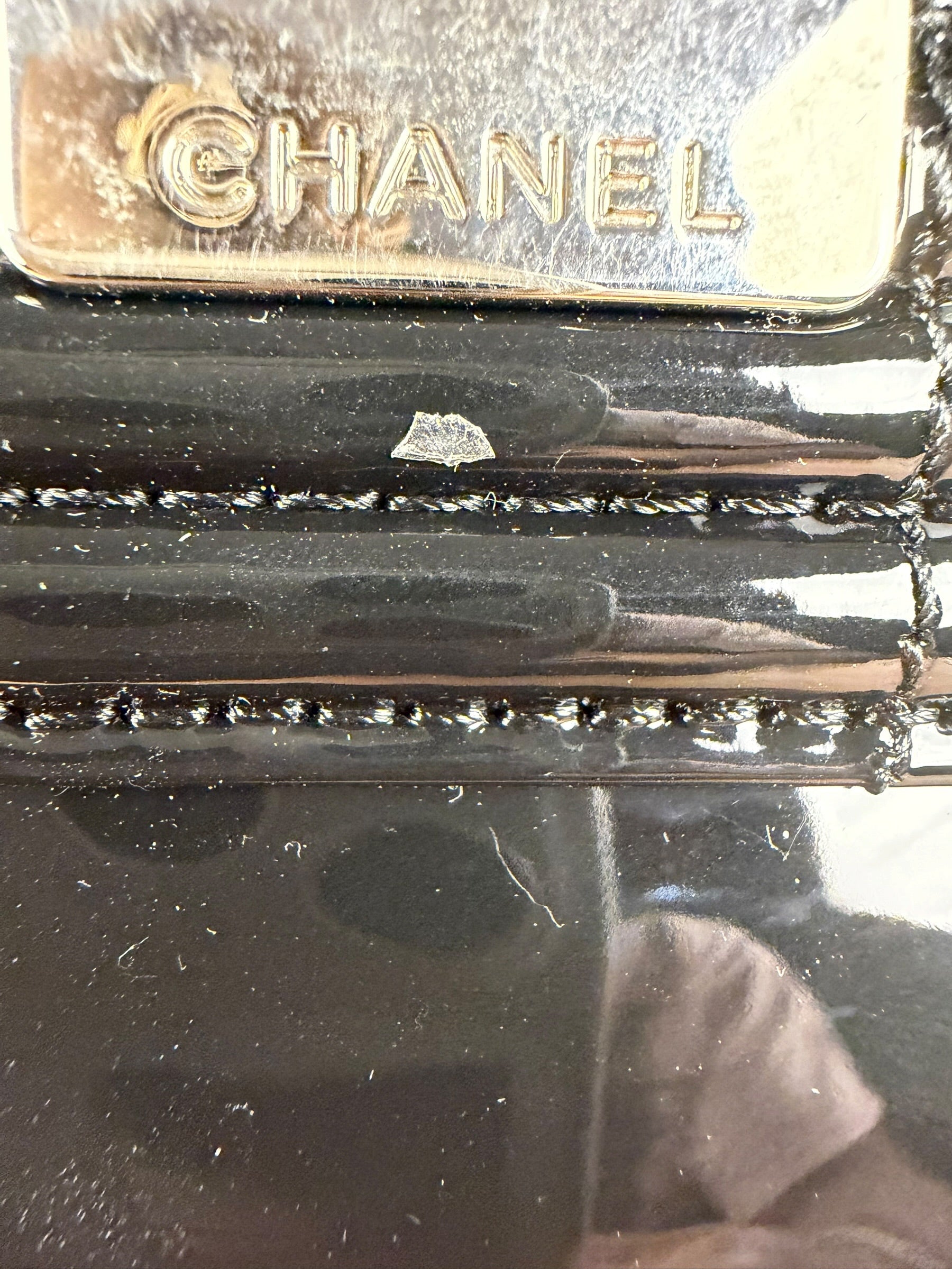 Chanel Black Patent Leather Boy Tote Two-Way Bag 2012