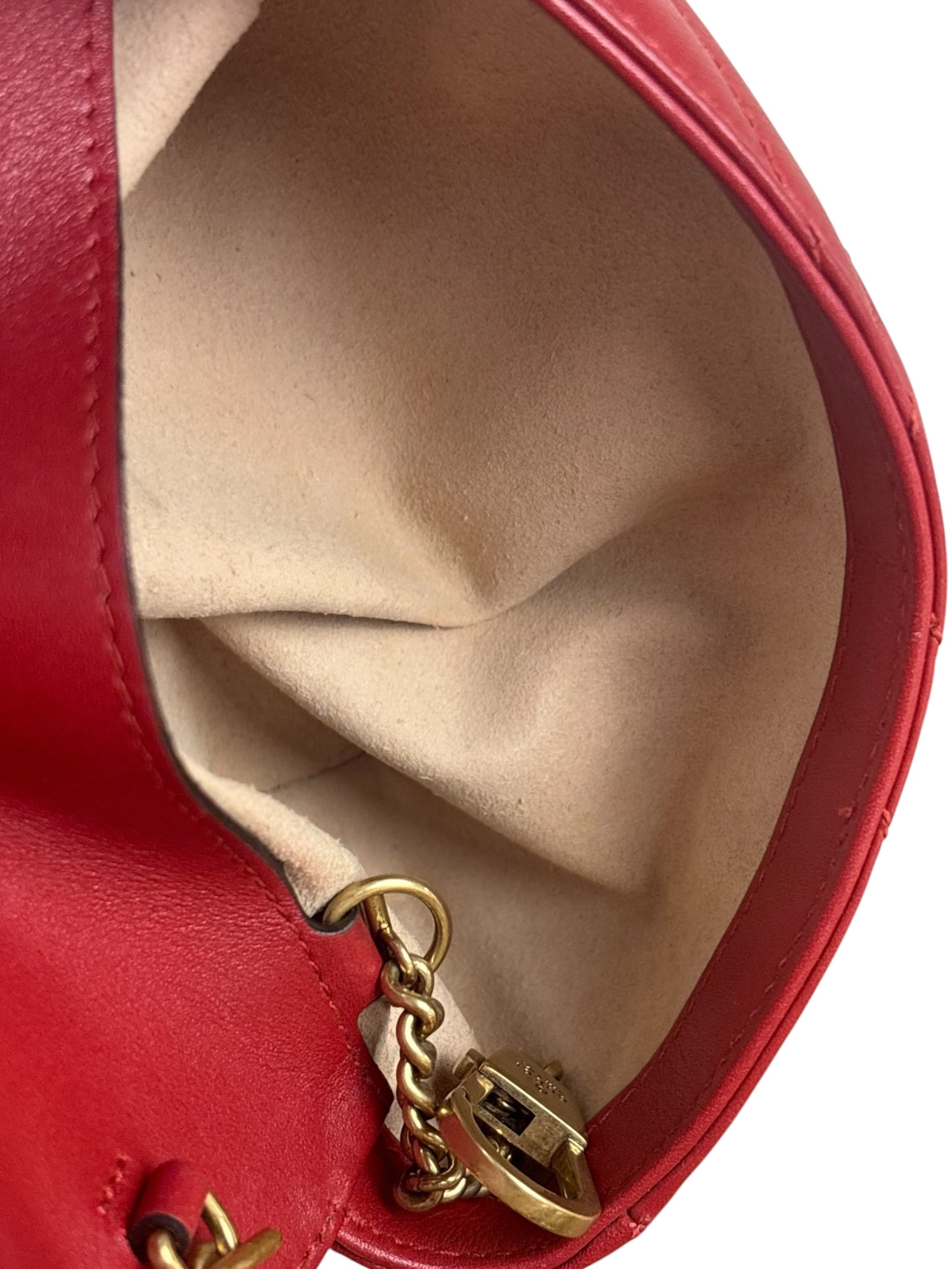Gucci Red Chevron Quilted Matelasse Mini Leather Shoulder Bag