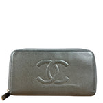 Chanel Caviar Leather Grey Zip Wallet