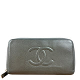 Chanel Caviar Leather Grey Zip Wallet