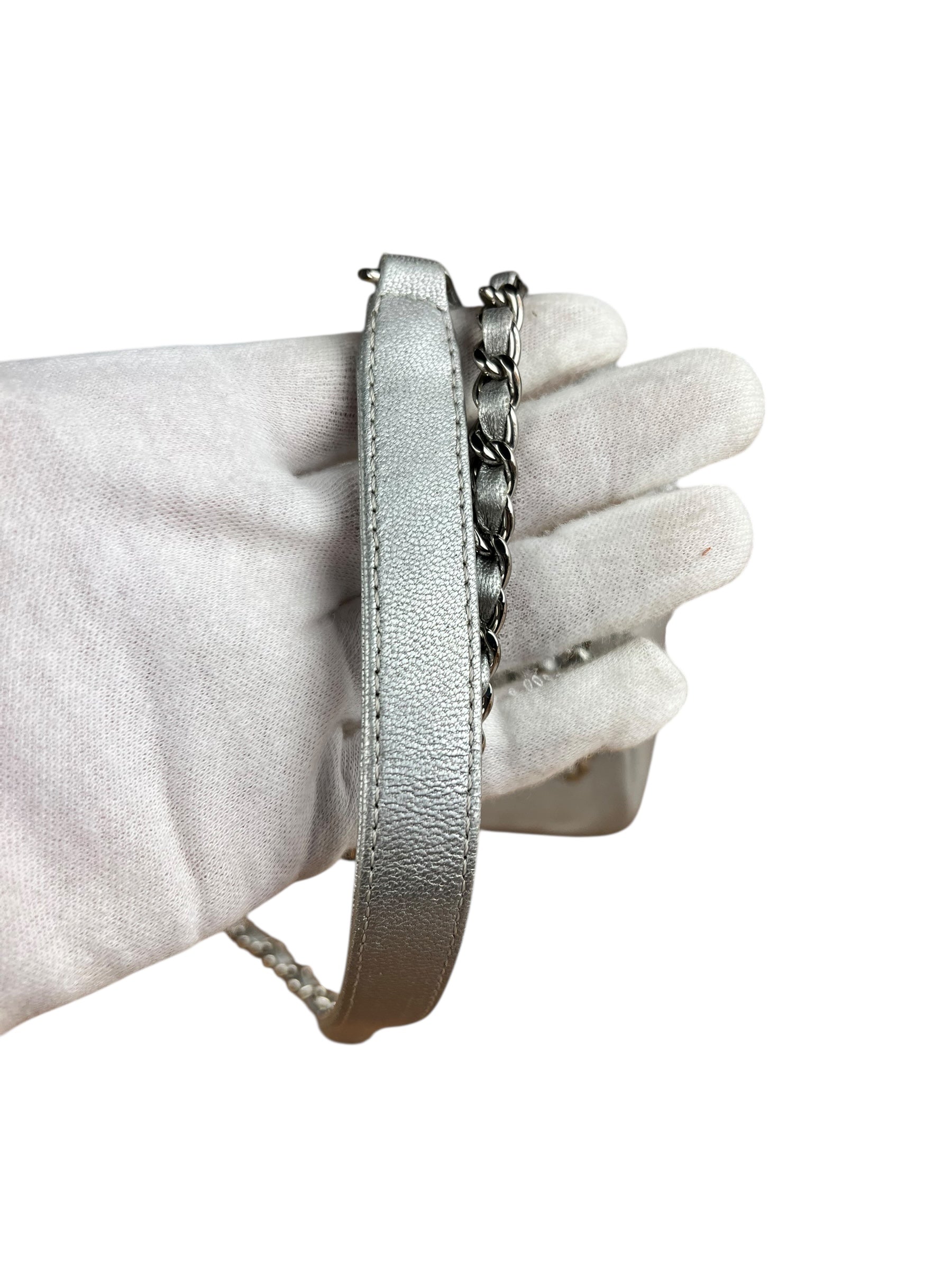 Chanel 2017 Mademoiselle Silver Chevron Single Flap