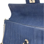 Chanel Blue/Cream Patent Leather Trim East-West Chocolate Bar Shoulder Bag 2002