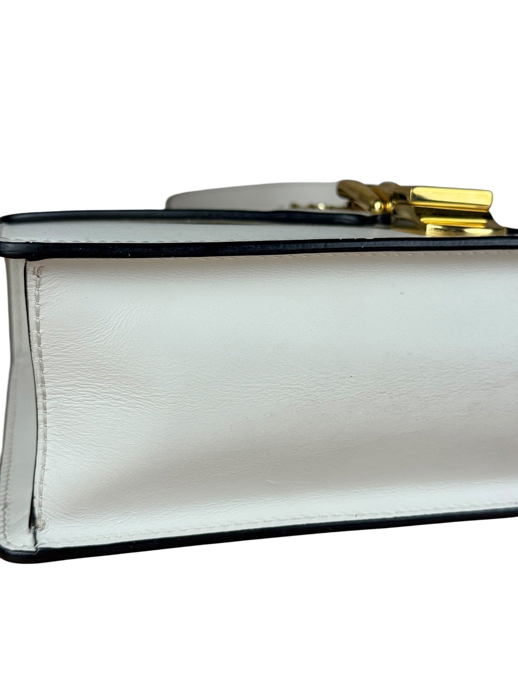 Gucci White Leather Sylvie Chain Shoulder Bag
