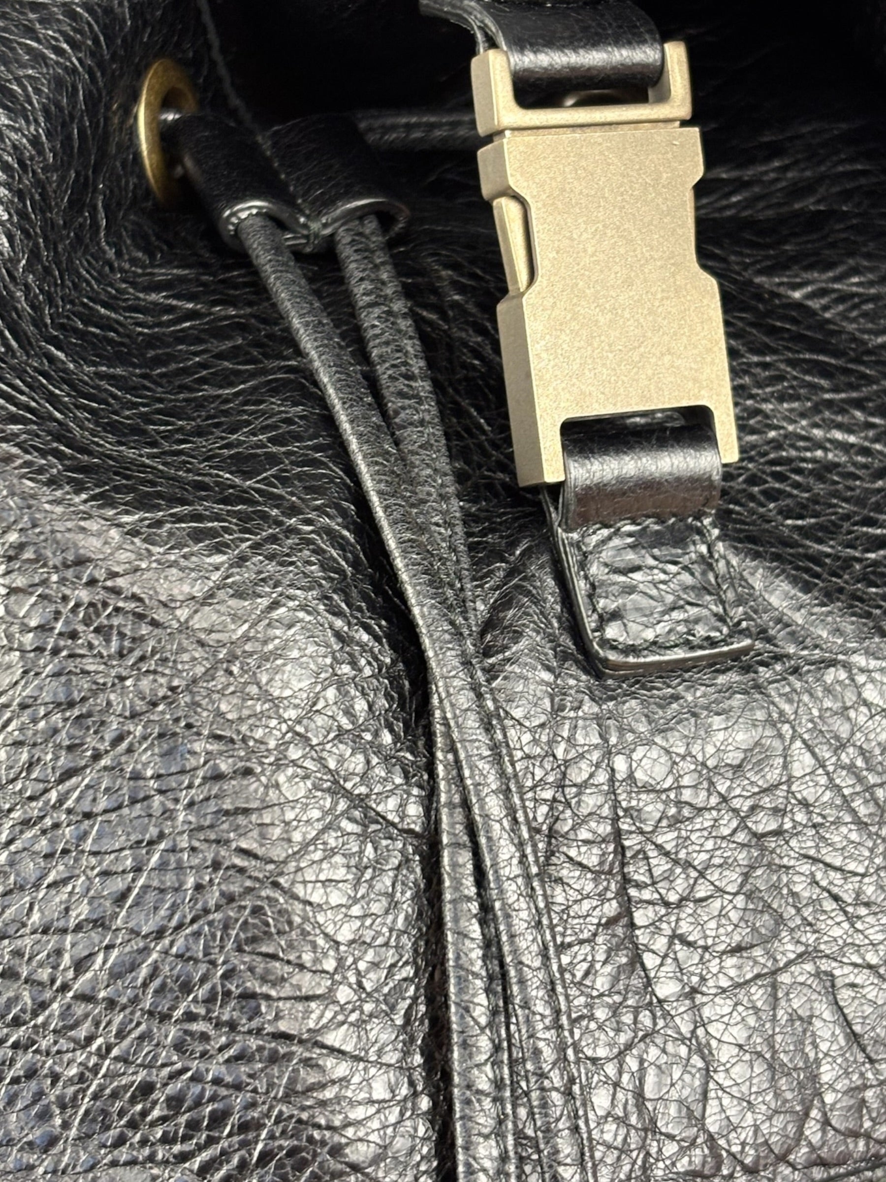 Balenciga Black Leather Classic Traveler Backpack