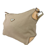 Prada Beige Cloth/Patent Leather Trim Shoulder Bag