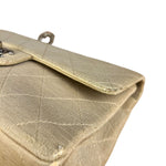 Chanel Vintage Beige Jersey Quilted Classic Flap Bag